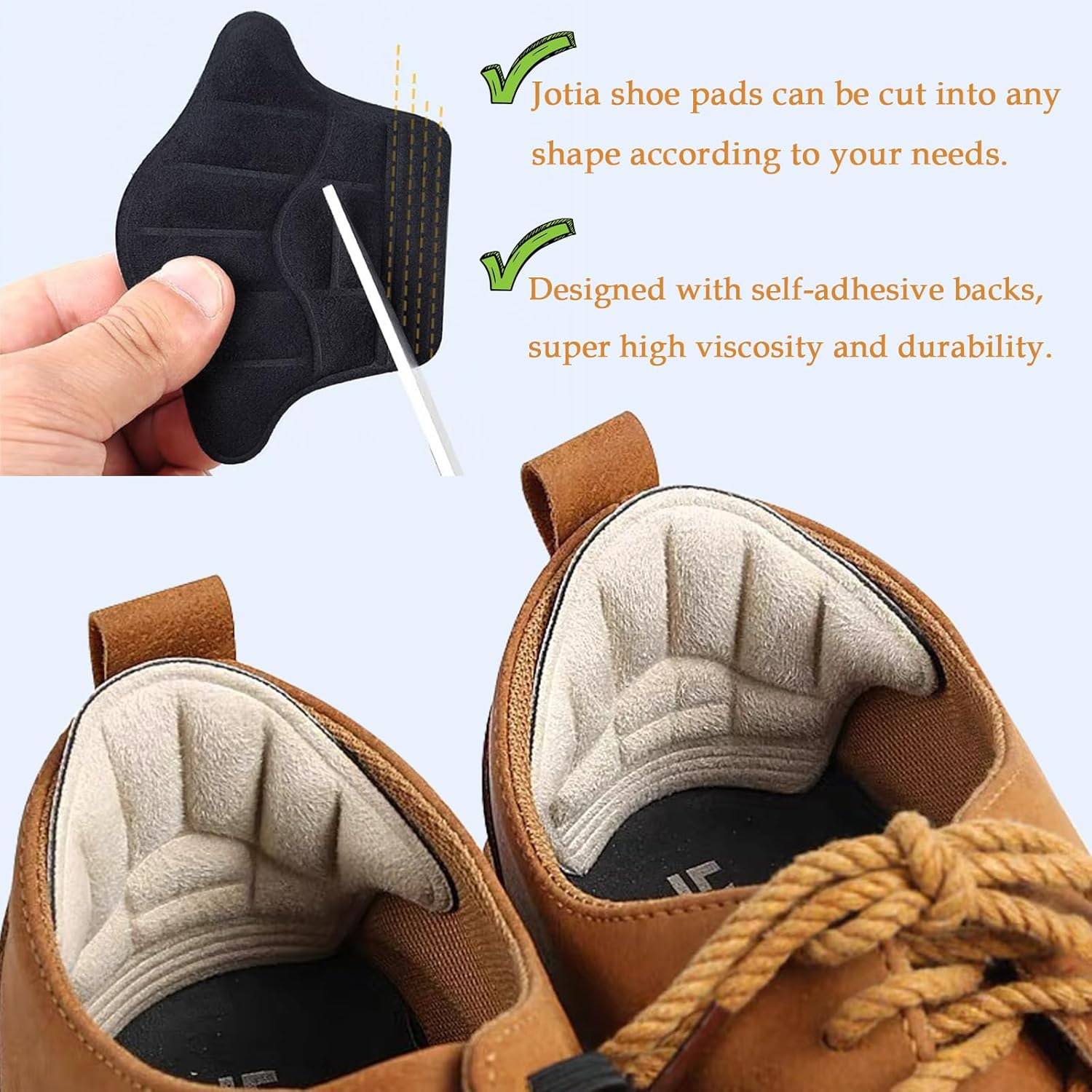 6 Pairs (12Pcs) Premium Heel Pads Inserts Grips Liner Heel Cushion Inserts Back of Heel Protectors Cushions Self-Adhesive Heel Inserts for Women Men, 2 Styles Heels Grip Liner (Black/Beige) image number 1