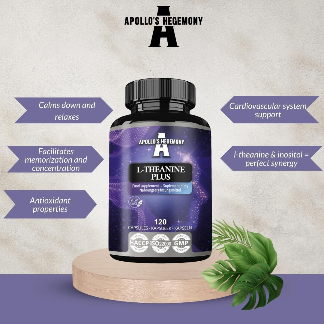 L-Theanine (98% Green Tea Extract) with Myo-Inositol 300 Mg - 120 Vegan Capsules - 4 Month Supply - Supports Mental Clarity and Stress Management - Amino Acid Supplement - by Apollo'S Hegemony image number 6