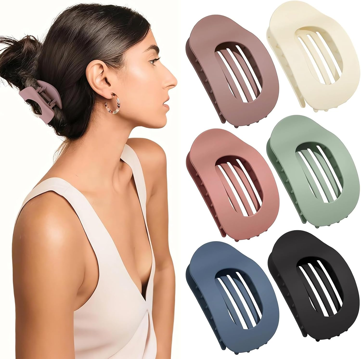 Set of 6 Hair Clips for Women Flat Hair Clips Women'S Hair Clip Inner Teeth Matte Strong Hold Side Curved Design for Thick and Thin Hair Lying and Driving image number 2