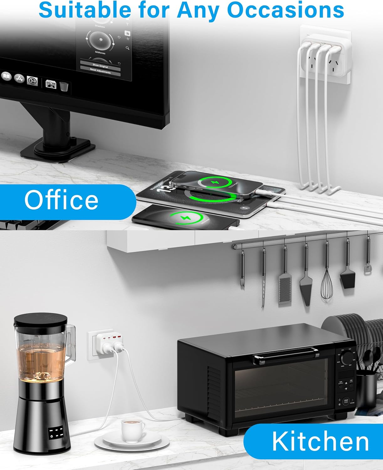 Dawntress Australia to Europe Travel Adapter - EU Travel Adapter with 4 USB Charger, USB-C Outlet Adaptor Power Point，European Travel Adapter for Bali Spain Germany France Portugal Greece Netherlands