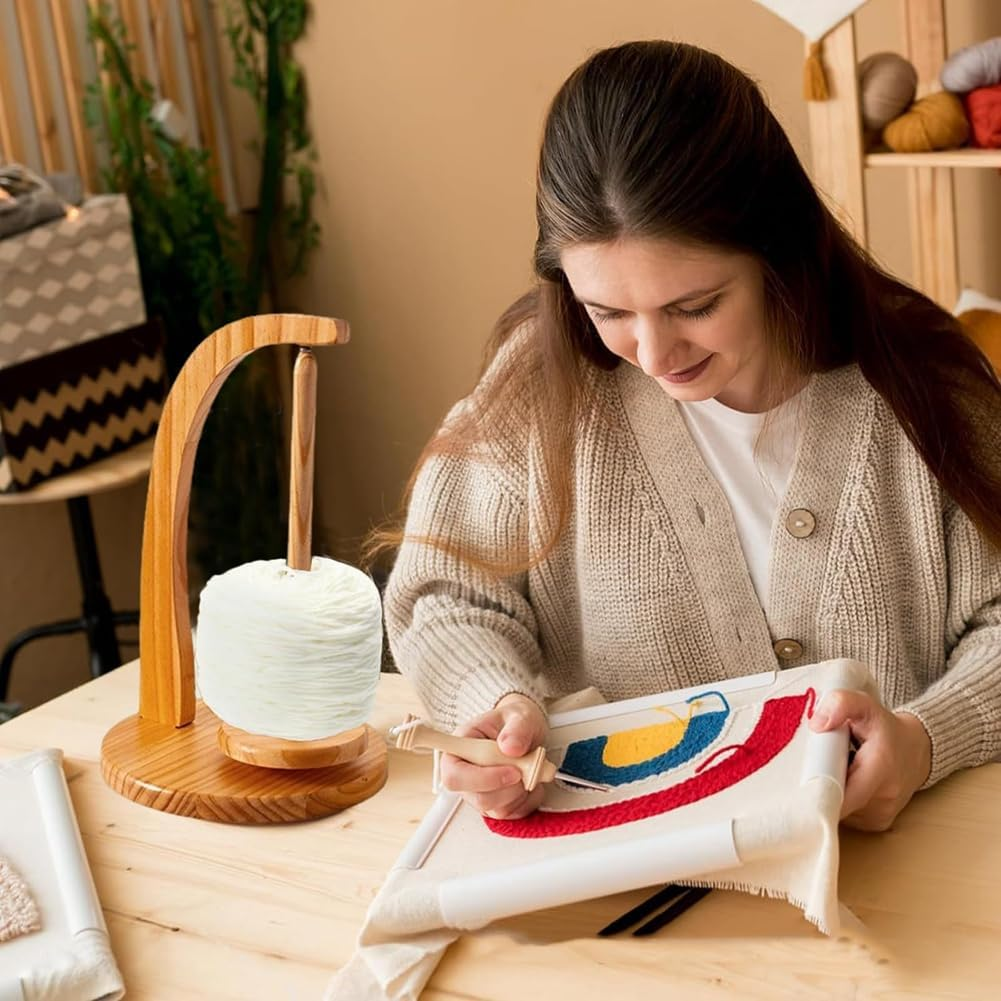 Wooden Rotating Yarn Swift Holder Yarn Ball Holder Magnetic Yarn Holder Magnetic Handmade Knitting Wool Winder Tool image number 2