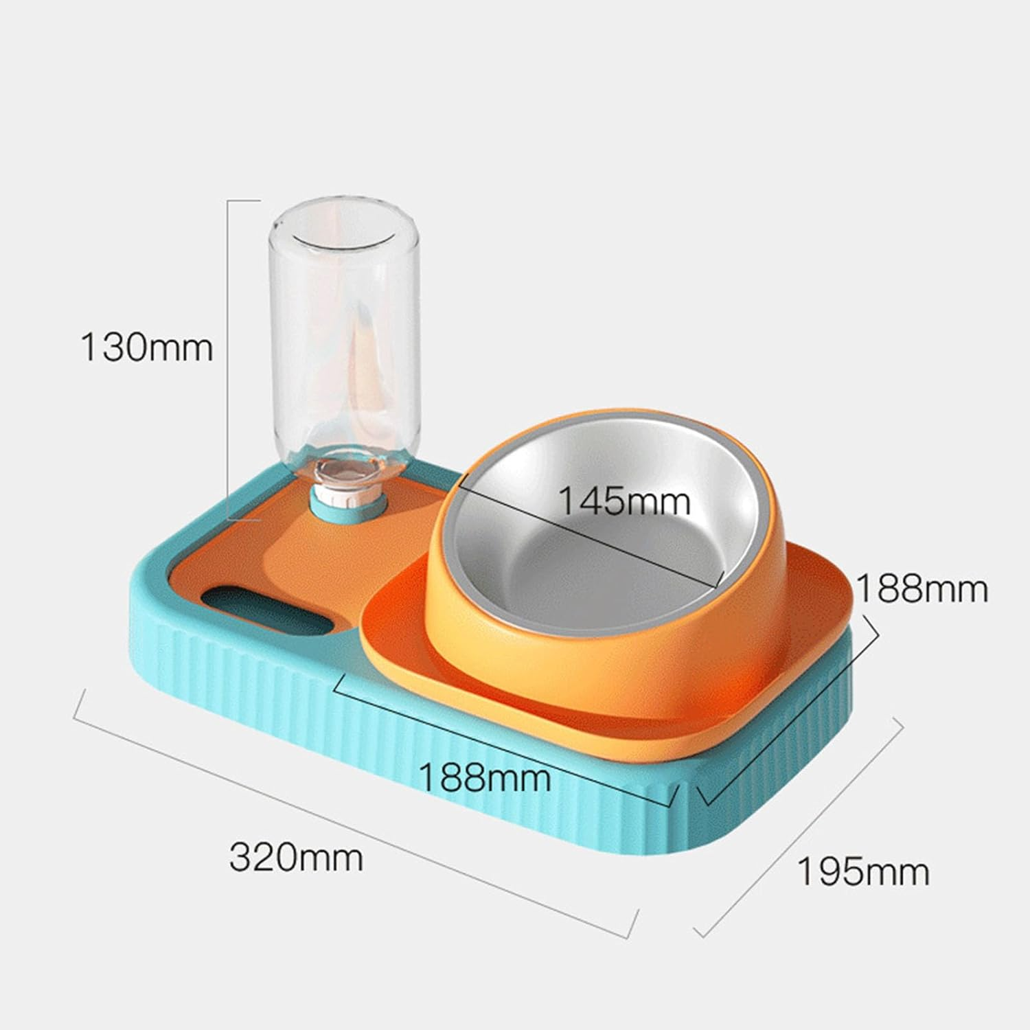 3 in 1 Dog Cat Bowls, Easy to Clean Slow Feeder Bowls Stainless Steel Food Bowl with Water Dispenser, Elevated Double Dog Cat Bowl Tilted Cat Food and Water Bowl Set for Small Dog Kitten Puppy image number 2