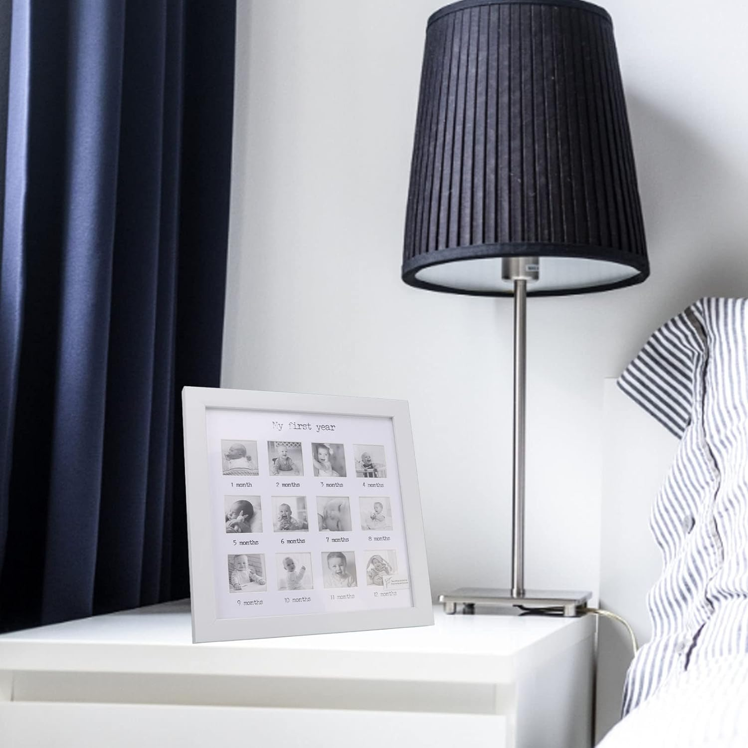 Baby First Year Photo Frame 12 Months Newborn Monthly Picture Frame White Sturdy Durable Baby Growth Record Keepsake Memory Display Wall Mount or Tabletop 25X25Cm image number 5