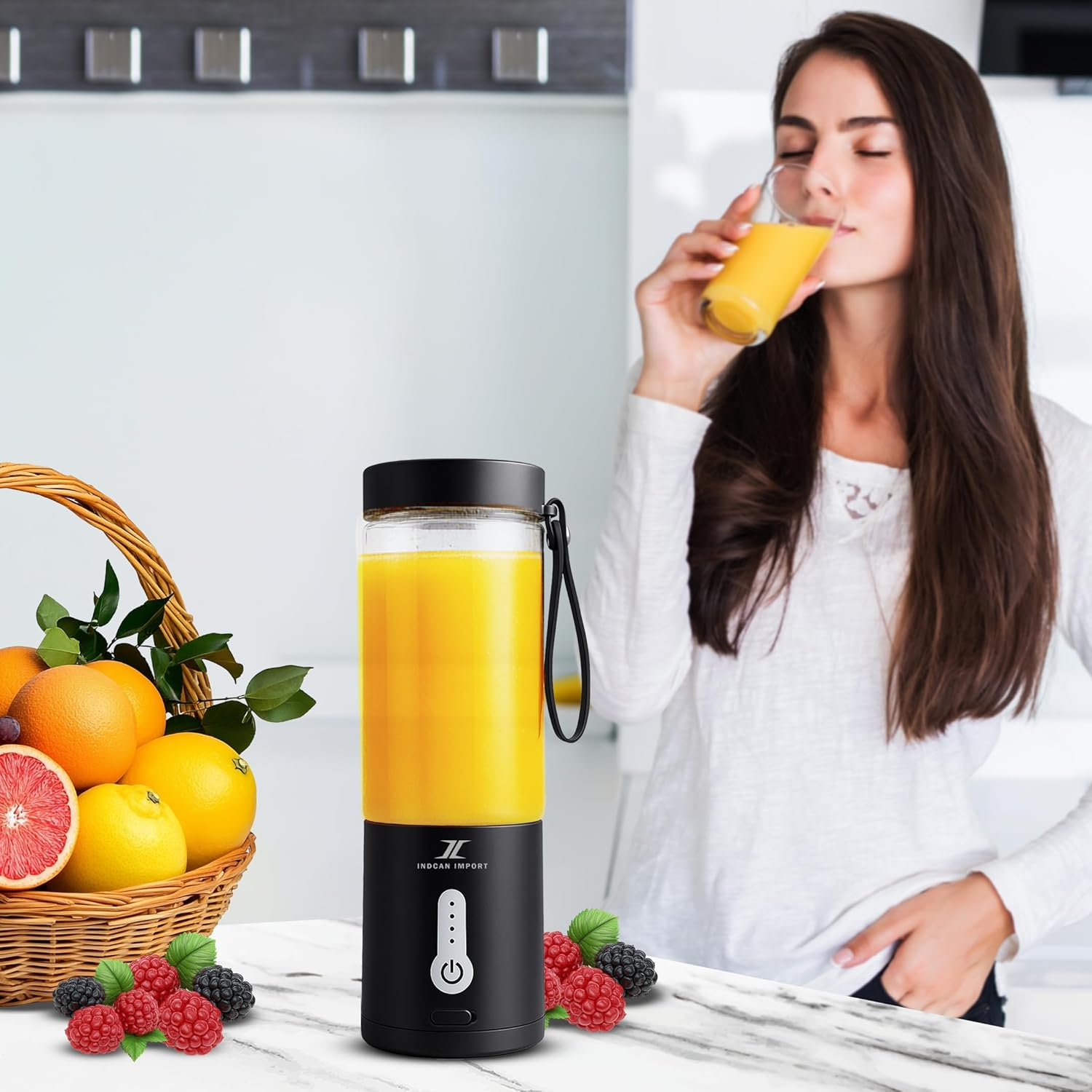 Portable Blender Rechargeable Smoothie & Shake Maker Cordless Personal Travel Blender Bpa-Free Mini Mixer for Juices, Shakes, Baby Food, Home, Office & Gym - Black image number 5