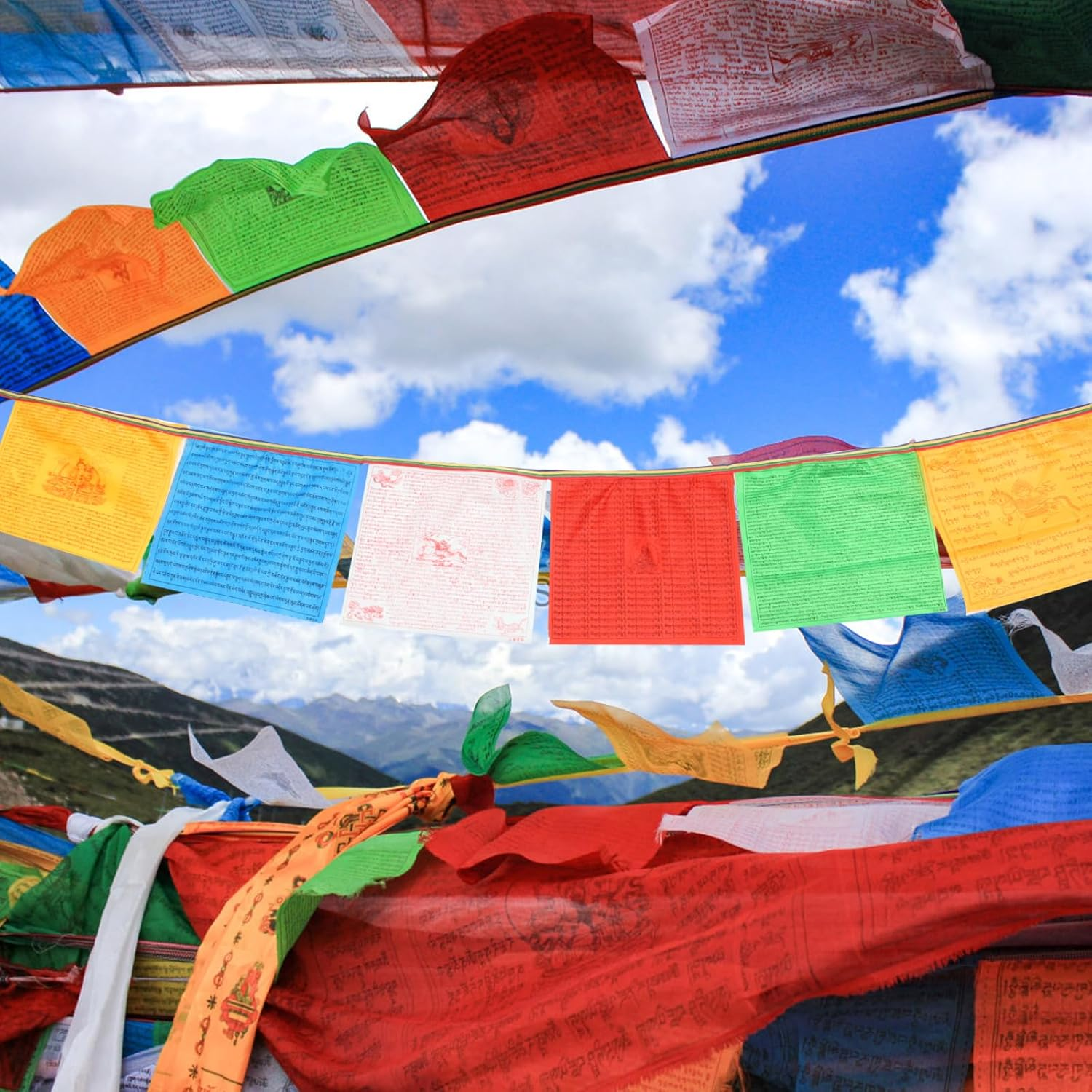 Gadpiparty 2 Rolls Meditation Flag Prayer Banner Vertical Prayer Flags Outdoor Five Element S Outdoor Buddhist Mantra Buddha To image number 6