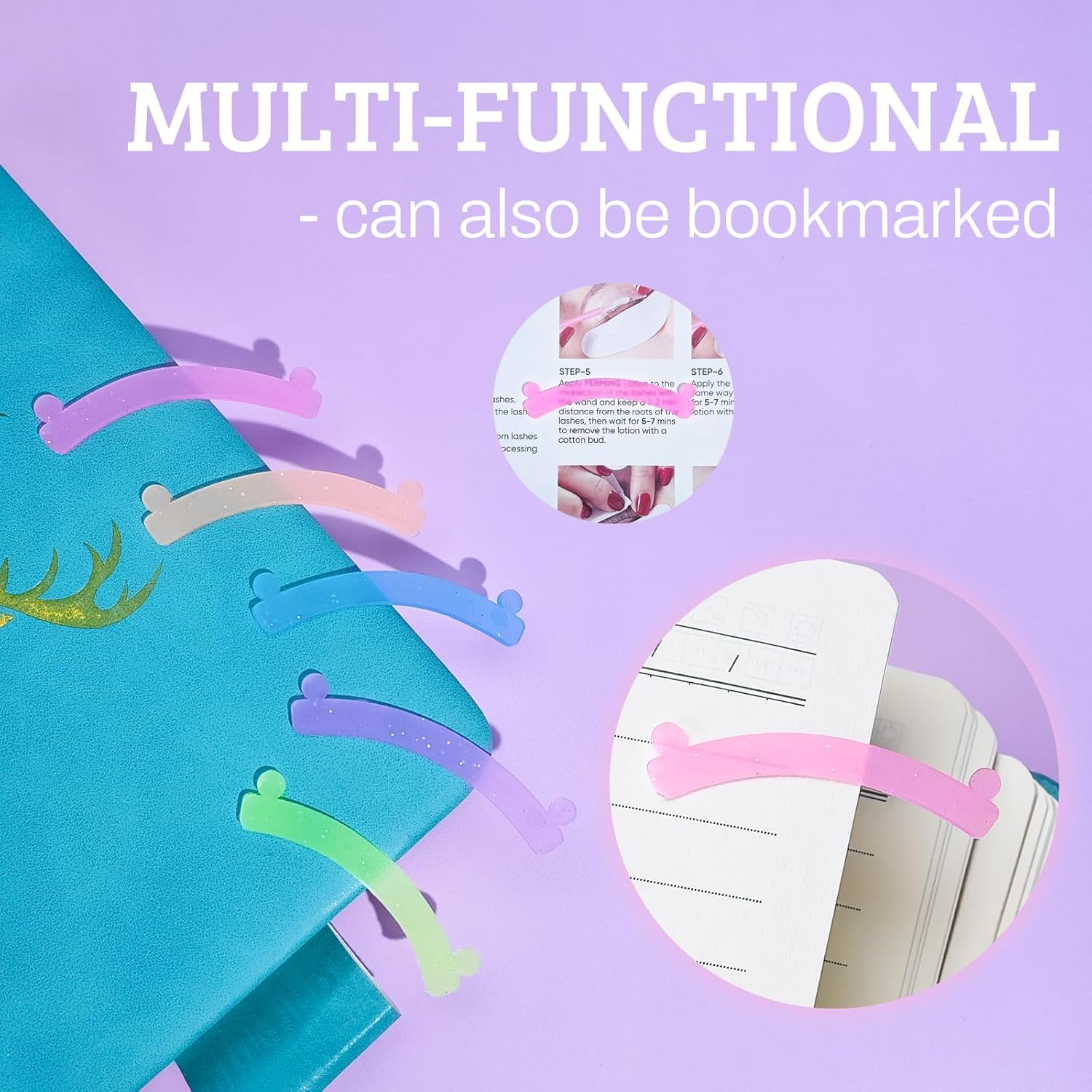 Libeauty Lash Lift Ribbon, 5 Pcs Silicone Eyelash Rods Ribbon Soft Colorful Lash Lift Tool Flexible Perm Roller Multi-Functional for Eyelash Lifting image number 3