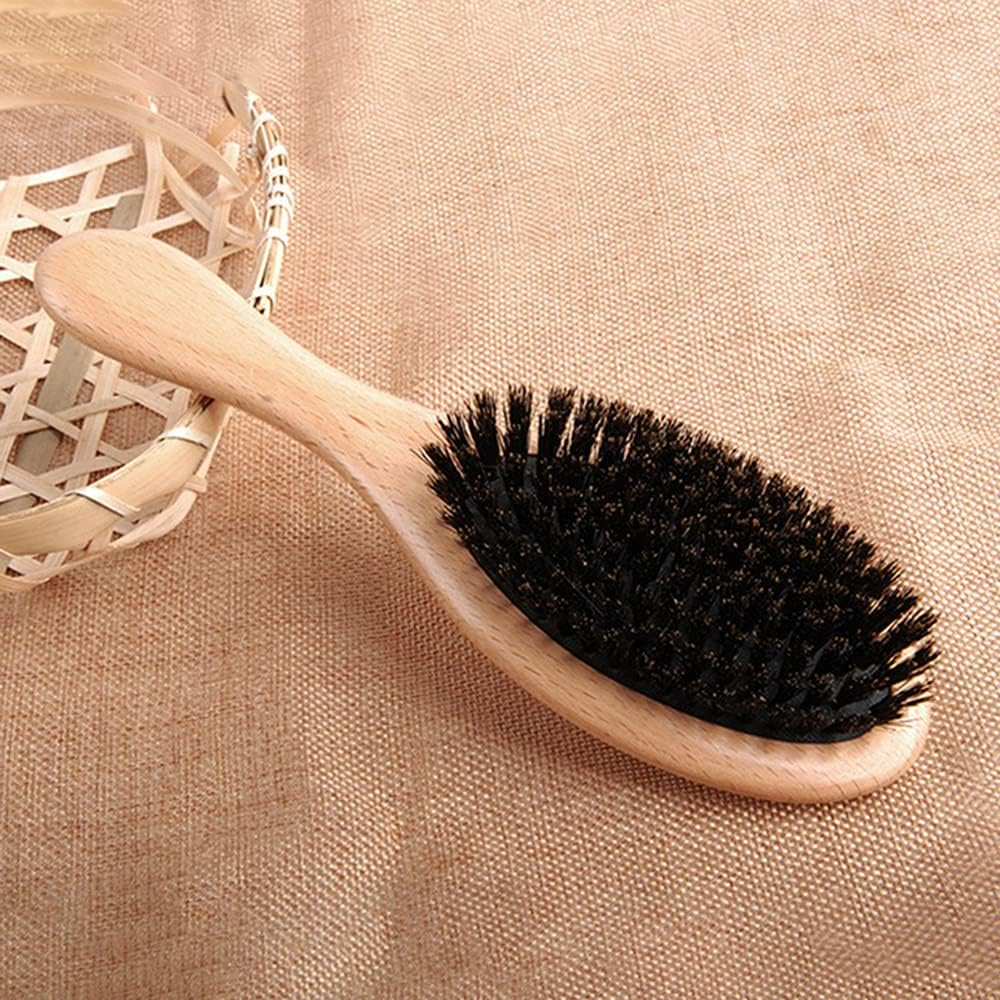 RAYWE Natural Boar Bristle Hair Brush Wooden Paddle Hairbrush Detangling Hairbrush image number 1