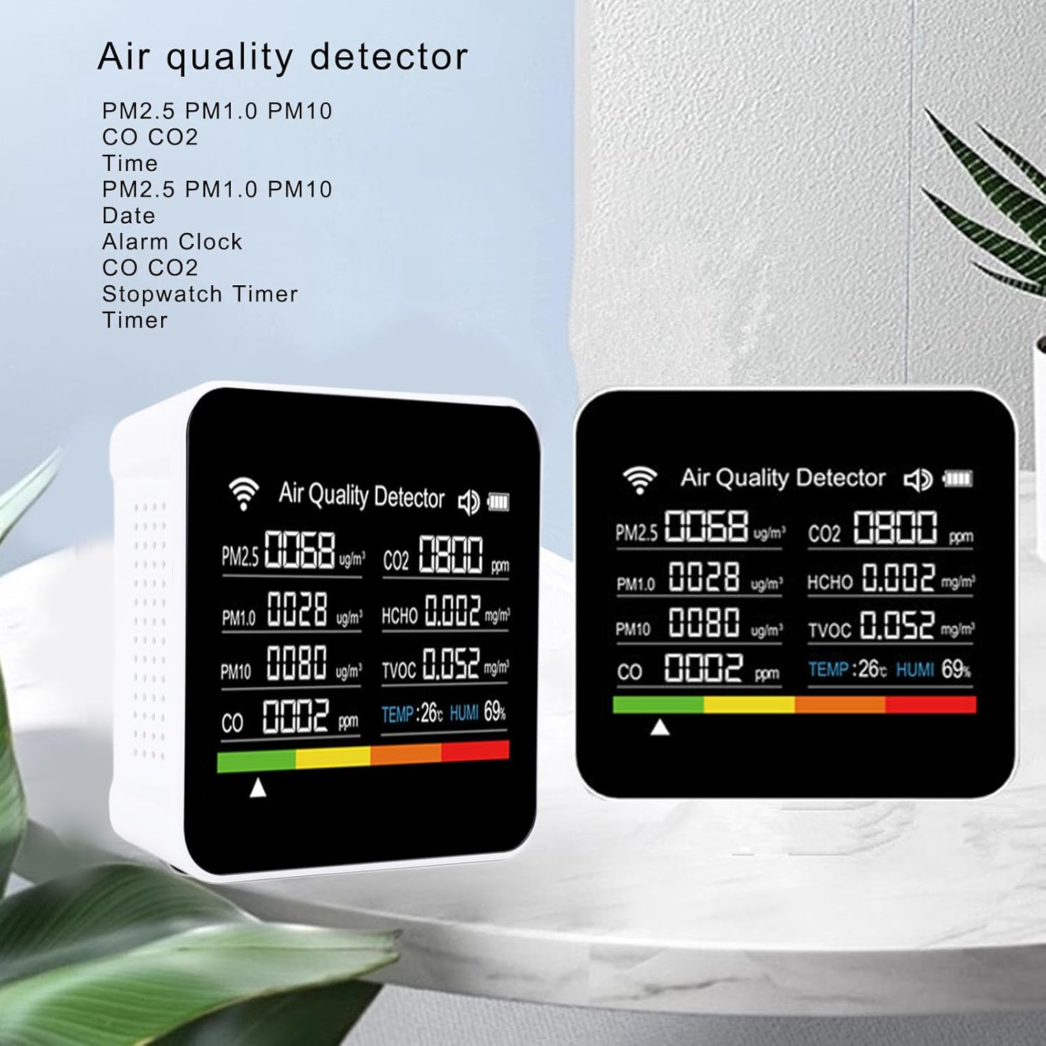 Jectse 14 in 1 Portable Air Quality Monitor, CO2 Detector Air Quality Meter with 2.8 TFT Screen, PM2.5, Vocs, Temperature, Humidity Display, for Home, Hotel, Office, Car, Battery image number 2