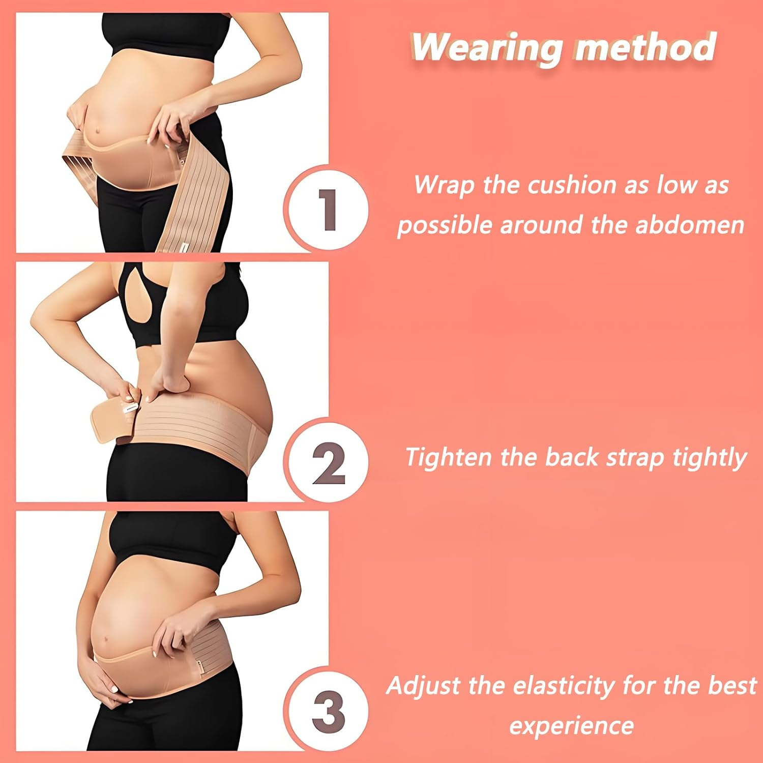 Checkzed Pregnancy Belt - Back Support Band for Maternity, All Stages of Pregnancy & Postpartum Belly Belt (Beige) - Gestation Belts Support for Mom Presents,Abdominal Binder