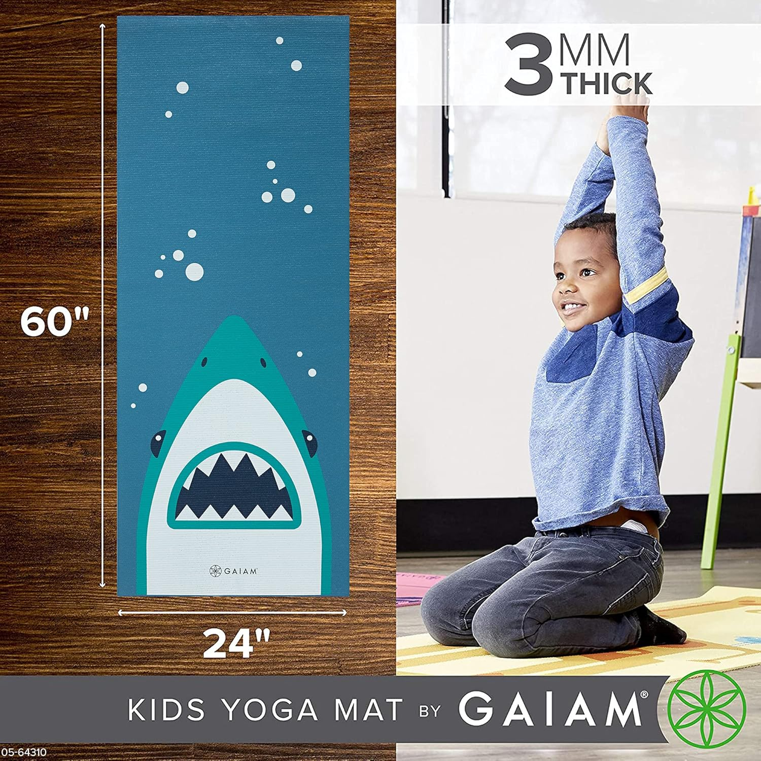 Gaiam Kids Yoga Mat Exercise Mat, Yoga for Kids with Fun Prints - Playtime for Babies, Active & Calm Toddlers and Young Children (60" L X 24" W X 3Mm Thick) - Twinkle Toes image number 6