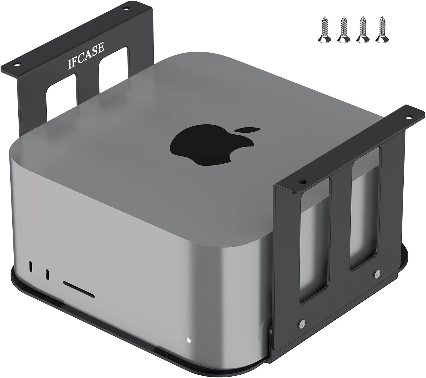 Mac Studio Mount, JEMACHE Heat Dissipation Anti-Scratch Aluminum under Desk, Wall Mount for Mac Studio M4 M3 M2 M1 Max, Ultra (Black)