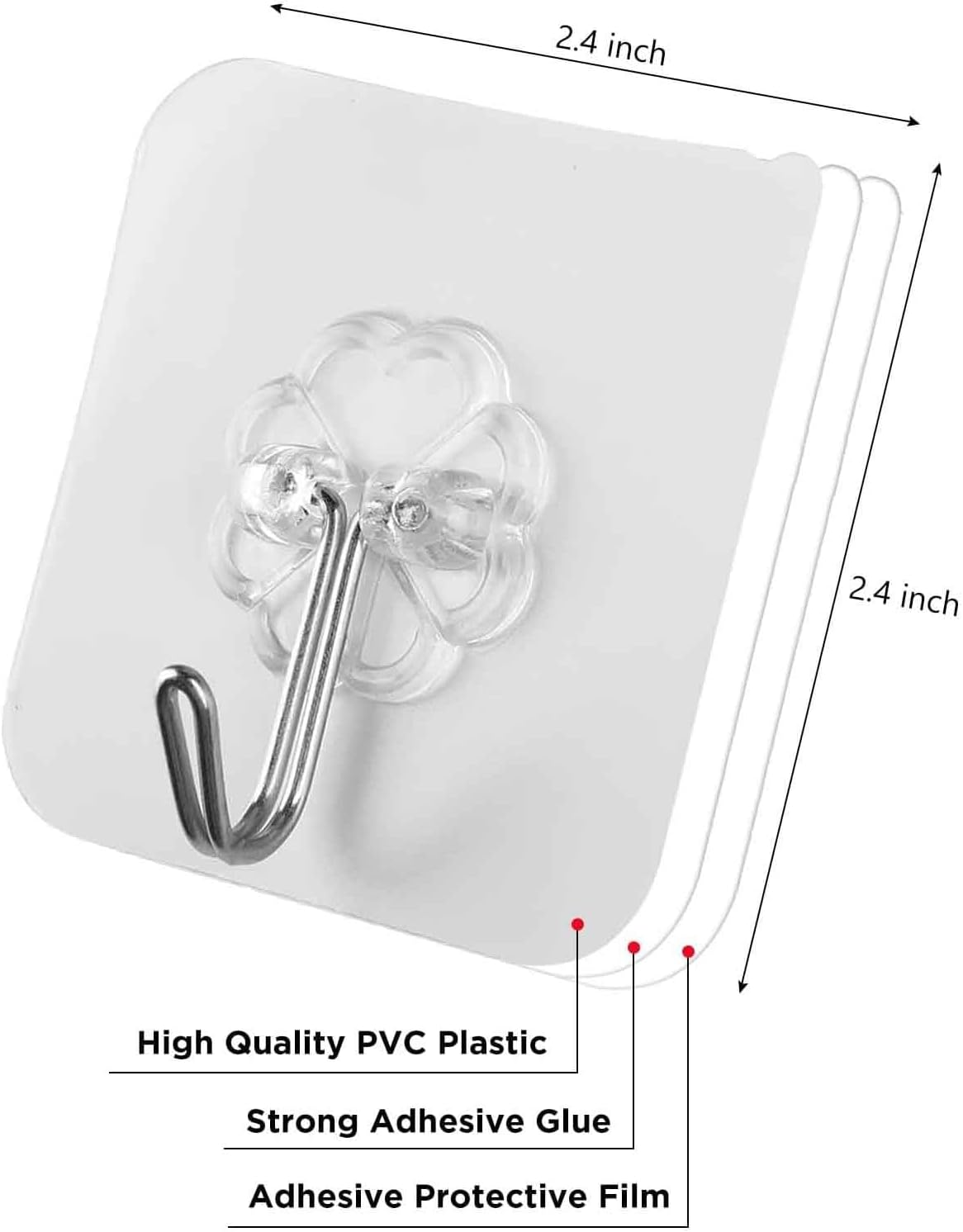 12Pcs Heavy Duty Self Adhesive Hooks for Hanging Towels, Coats, Keys - Waterproof, Transparent Hooks for Bathroom, Kitchen, Door - Outdoor Home Improvement Utility Hook image number 1