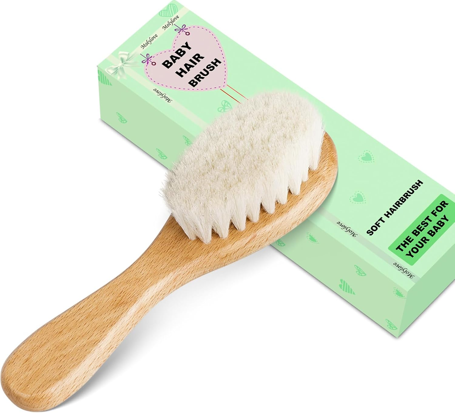 Baby Hair Brush with Wooden Handle and Super Soft Goat Bristles for Newborns & Toddlers image number 6