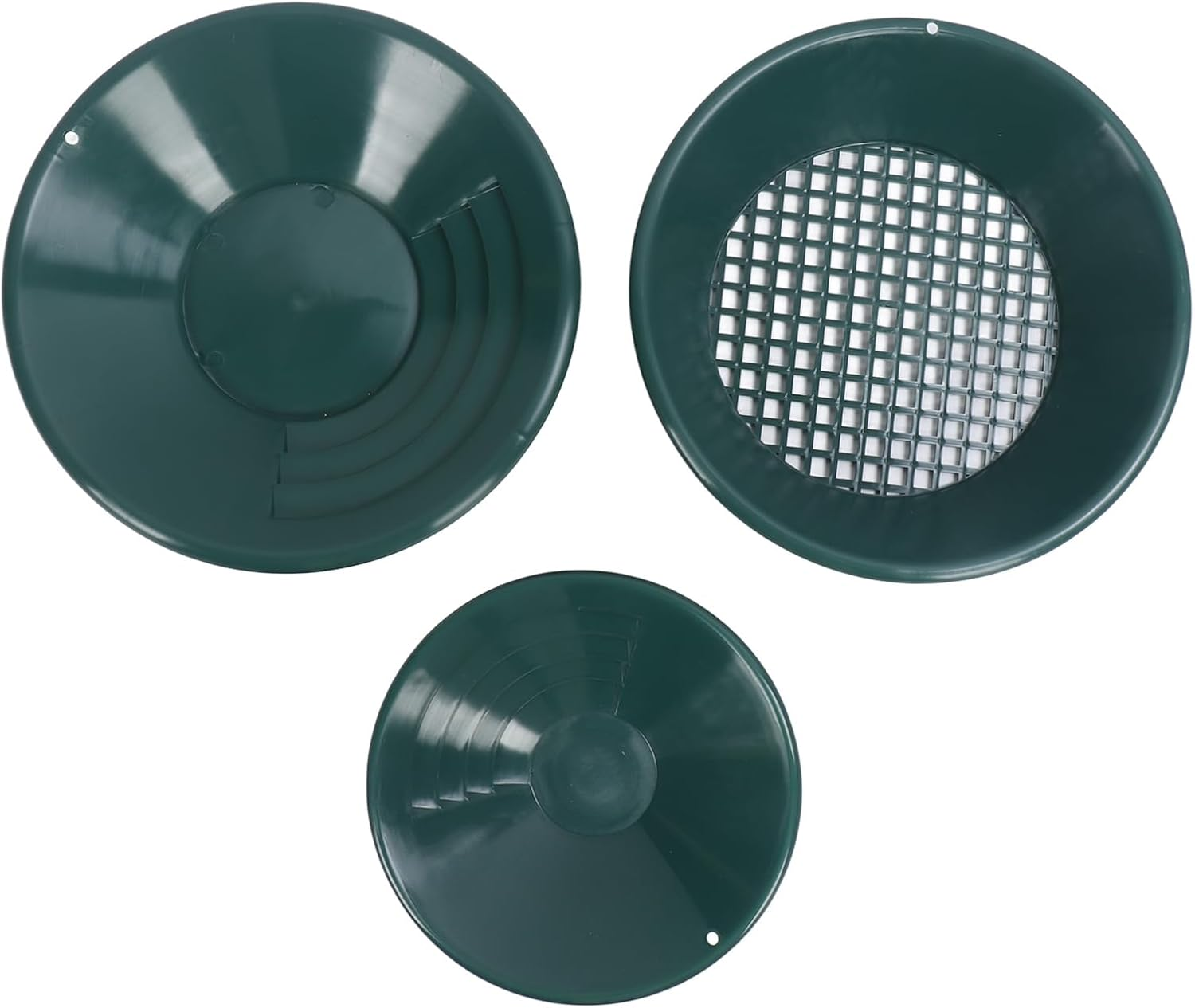 Round Gold Panning Pans Set, 3PCS ABS Plastic Gold Washing Pan Kit Hand Operated Gold Dredging Tools for Gold Nugget Planning, Gold Mine Prospecting image number 4
