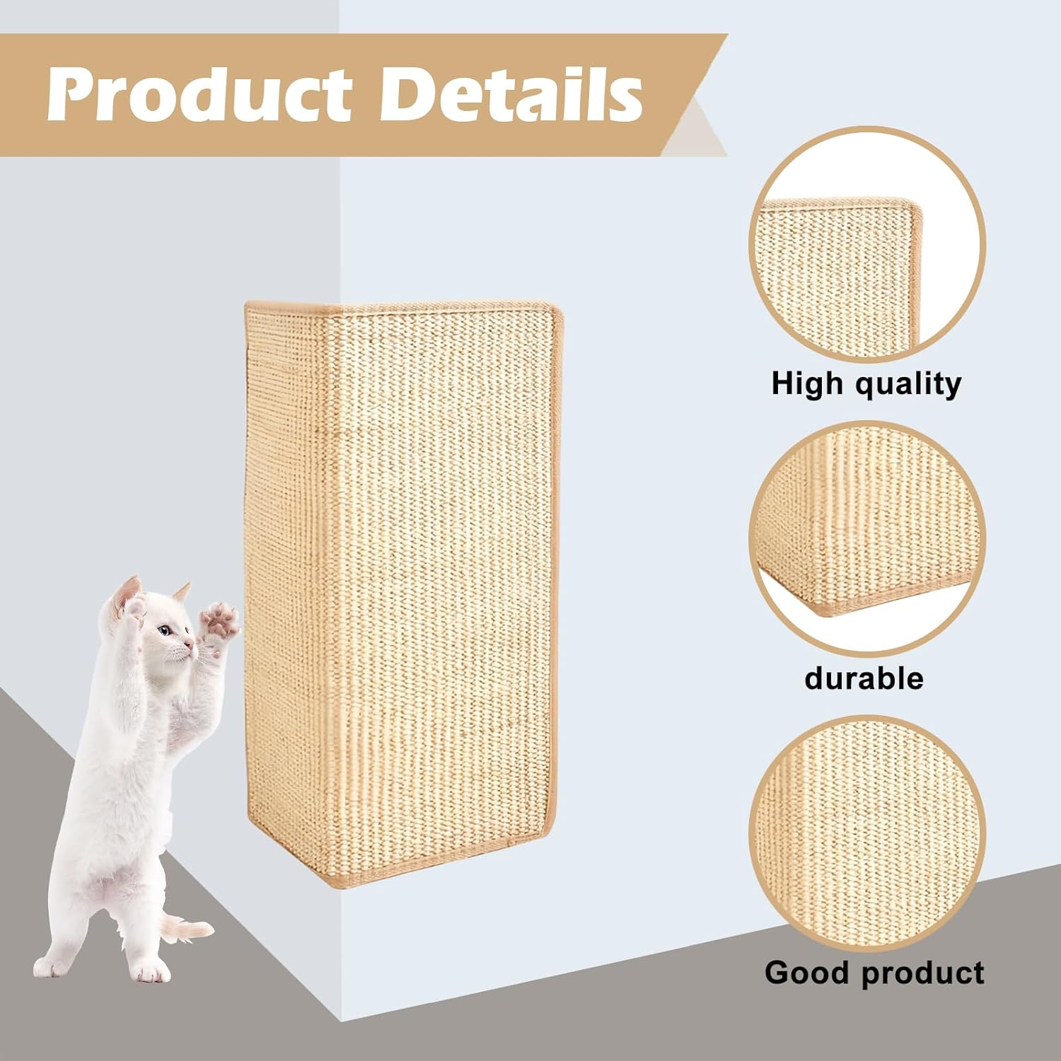 SPORWAY Pack of 2 Cat Scratching Mats: Sisal Carpet, Cat Scratch Protection Sofa, 50 X 25 Cm, Cat Scratching Boards, Durable and Easy to Clean, Sisal Carpet, Wood Colour image number 1
