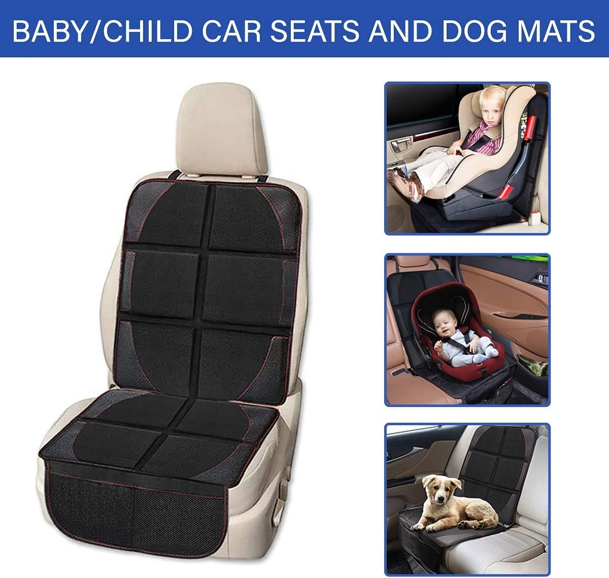 2 Pack Car Seat Protector for Child Seats, Waterproof Non-Slip with Storage Pockets, for Baby and Pet, Black image number 2