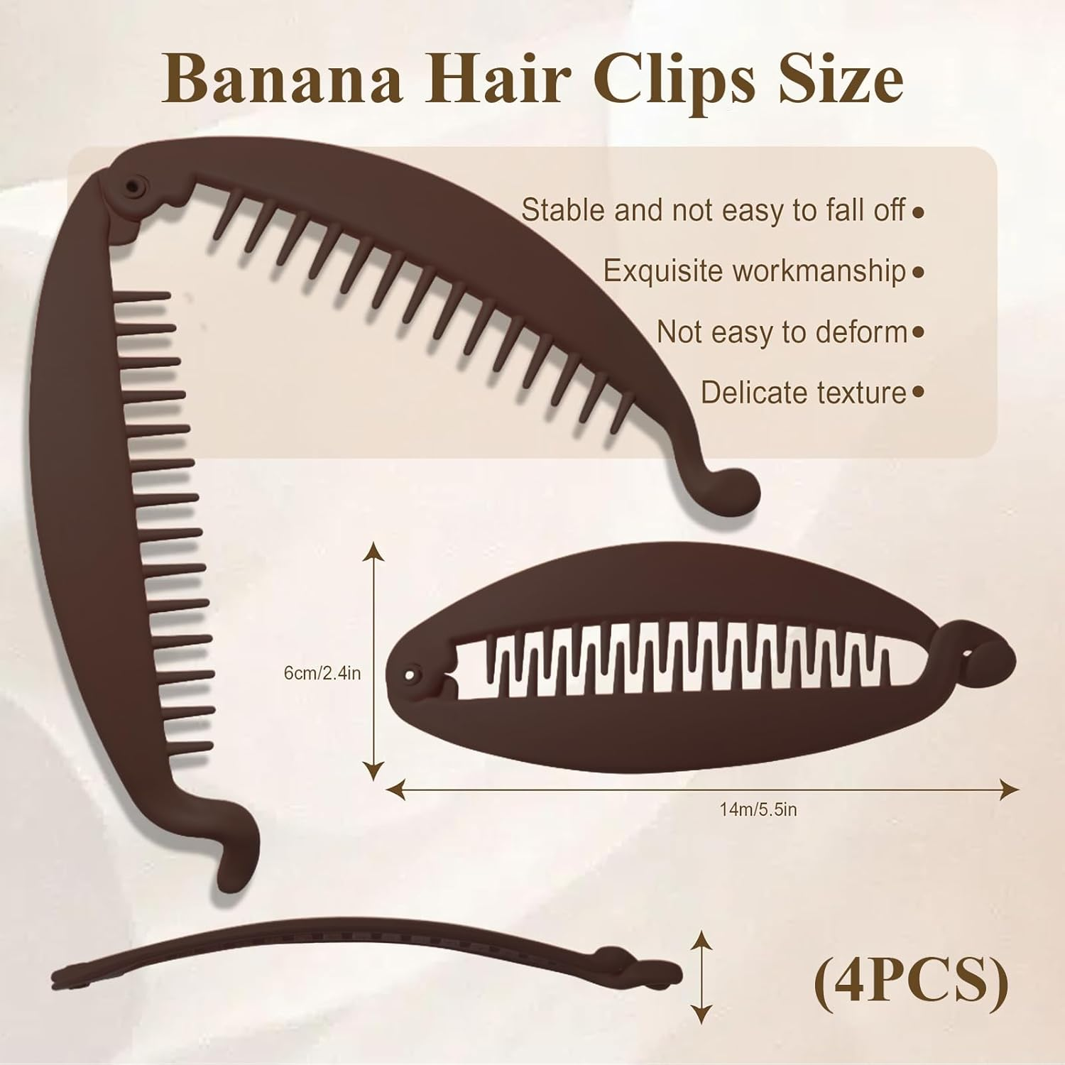 Evadollina Banana Clip, Set of 4 Banana Hair Clips, Hair Clips for Women Thin Hair, Banana Hair Clips for Women, Hair Clip, for Girls and Women, Christmas Gifts image number 5