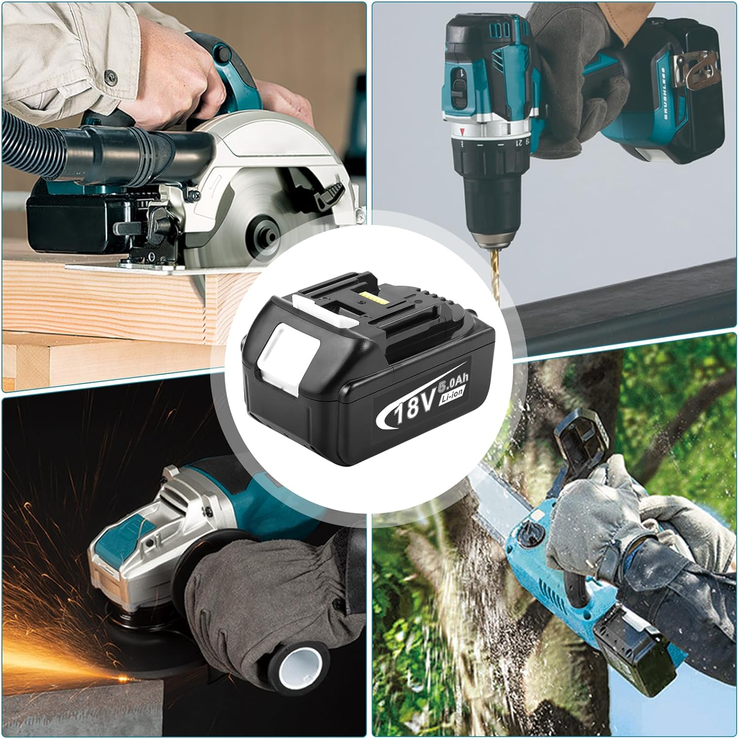 Battery & Charger Compatible for Makita18V BL1815 BL1830 BL1835 BL1840 BL1850 BL1860 LXT400 Lithium Battery, Replace Charger with DC18RD DC18RC DC18RA DC18SF DC18SD