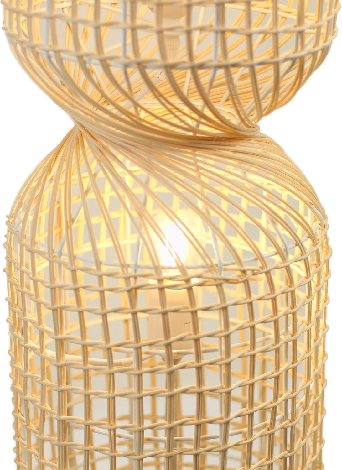 Lexi Lighting Twirla Rattan Floor Lamp, Cylindrical Twisted Squared Rattan Boho Style, Overall Height 104Cm, 2-Light Small Natural Color Standing Lamp with Sturdy Base for Great Living Room D&eacute;cor image number 1