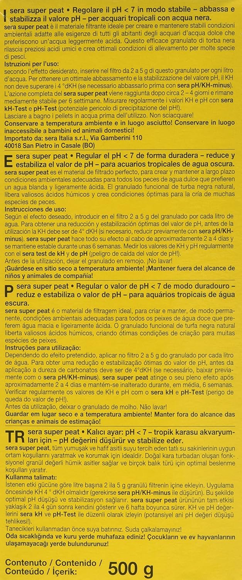 Sera Super Peat 500 G, 1.1 Lb. Aquarium Filter Accessories image number 3