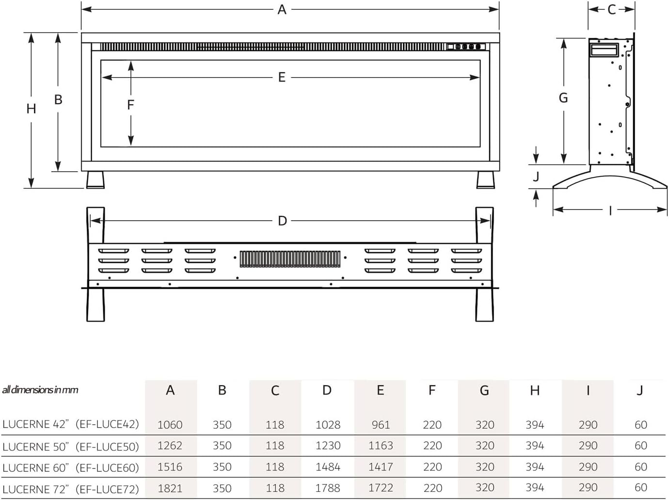 Modaliving Lucerne Series Electric Fireplace Heater, Wall Mounted, Recessed or Freestanding Design with Multi-Colour Flame Effect, Smartphone App and Remote Control (50 Inch) image number 5