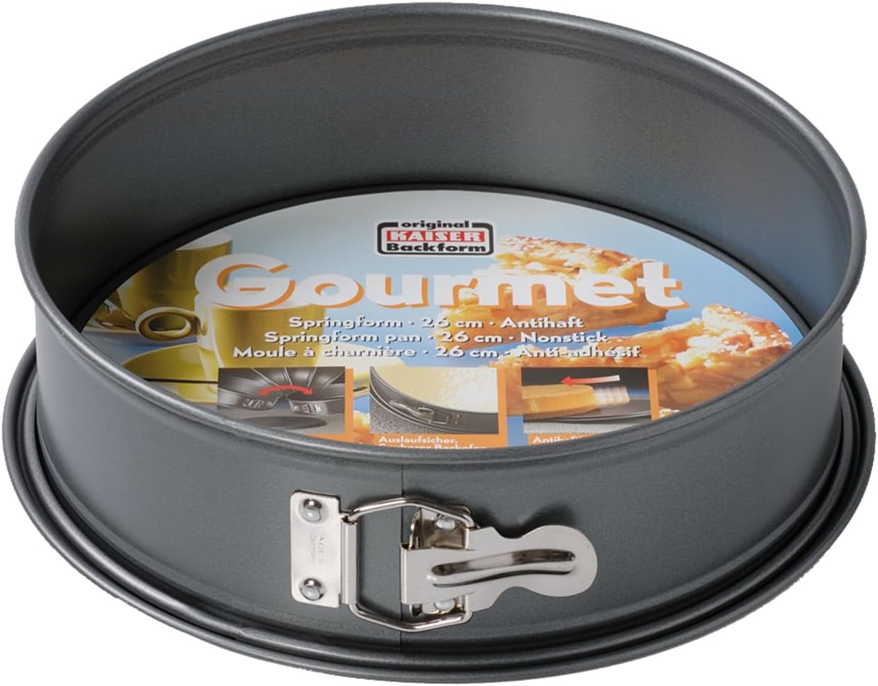 ORIGINAL KAISER Gourmet Springform Cake Tin 24 Cm round with Flat Base, round Baking Tin, Leak-Proof, Non-Stick Coating, Heat Resistant up to 230&deg;C, Grey image number 1
