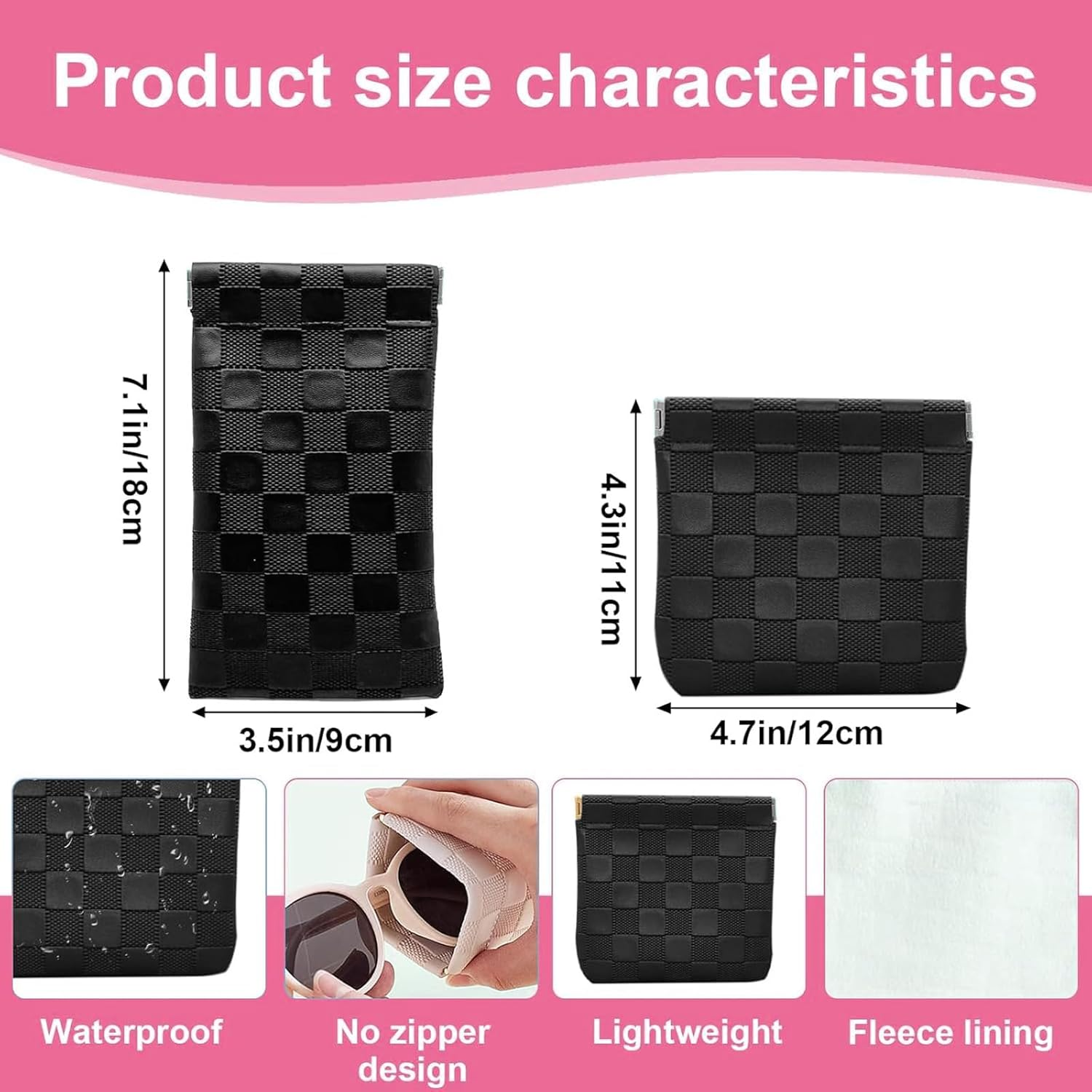 4PCS Mini Makeup Bags for Purse &ndash; Small Leather Cosmetic & Lipstick Pouches Waterproof Travel Organizer for Women (White & Black) image number 6