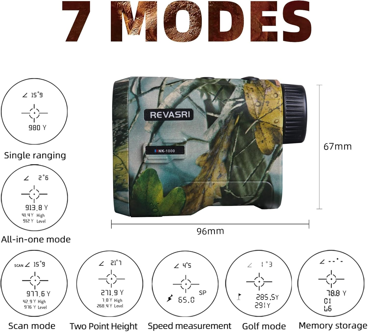 REVASRI Hunting Laser Rangefinder with Rechargeable Battery 1000 Yards Hunting Range Finder with Target Acquisition Technology Easy-To-Use Clear Accurate Rangefinders for Hunters image number 3