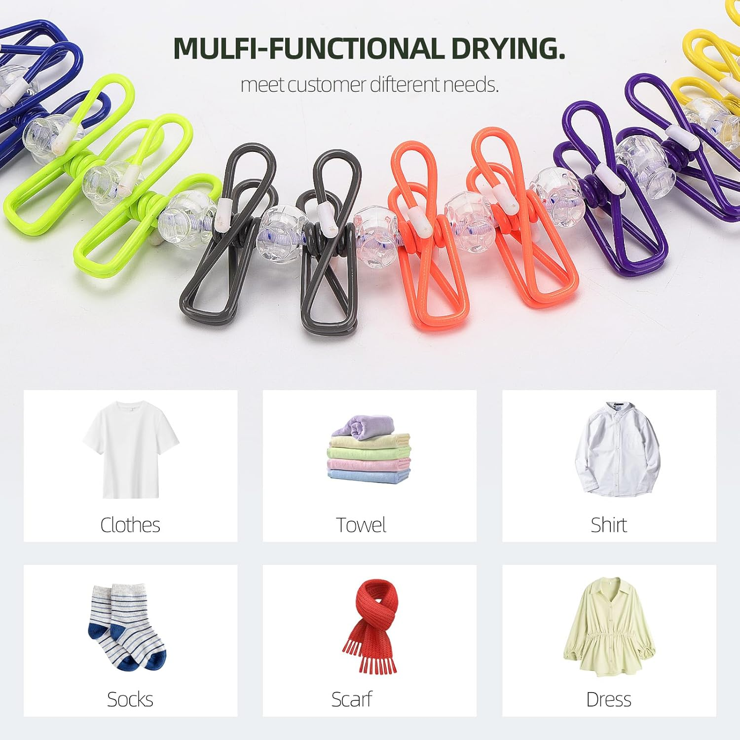 Retractable Travel Clothesline, 180Cm Portable Clothes Line with 12 Clothespins Chip Clips and 13 Cord Lock for Indoor Laundry Drying Line, Outdoor Camping Accessories