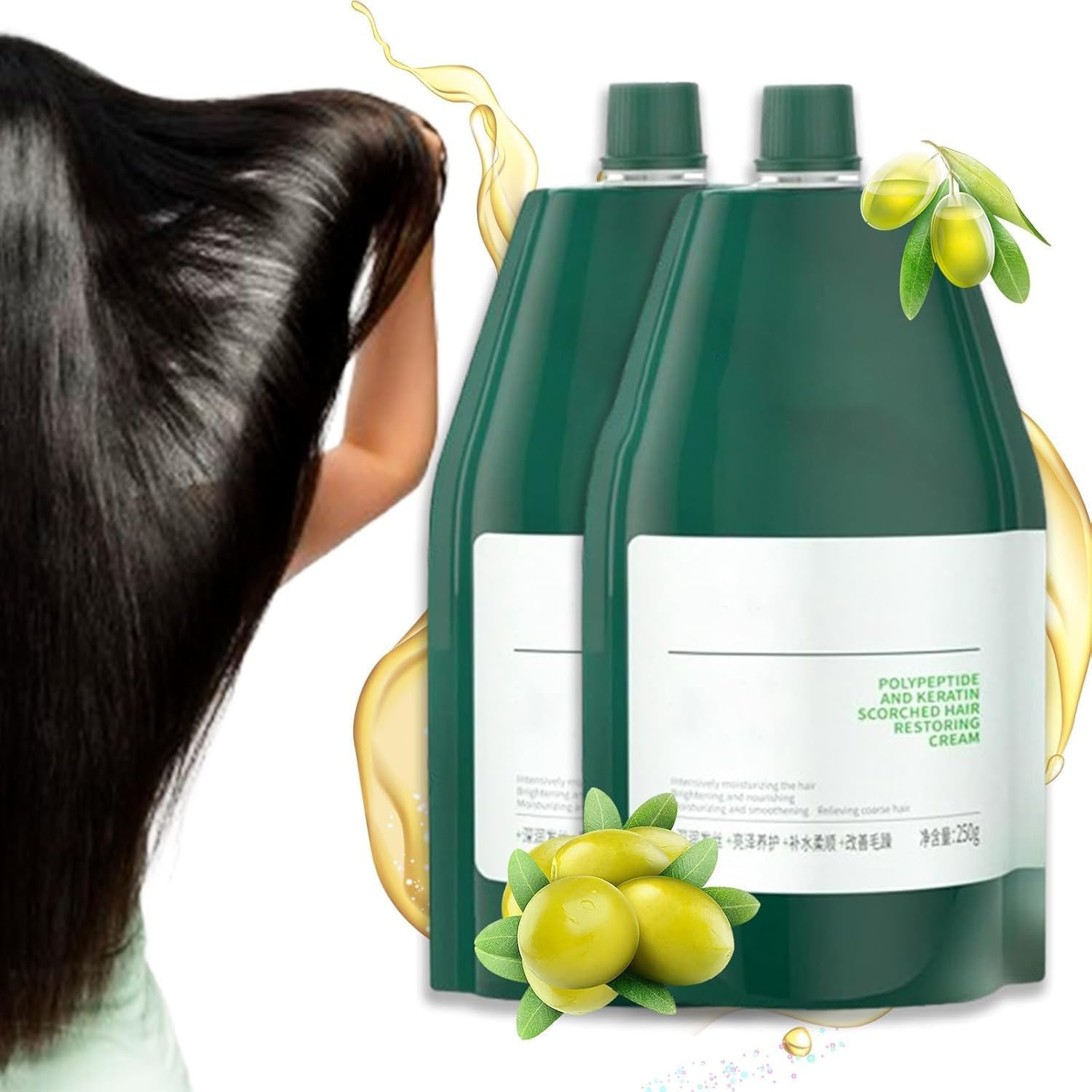 HLMULL Polypeptide Keratin Hair Restoring Cream, Hydrating Smooth Damage Repair Cream, Keratin Hair Mask Deep Conditioner