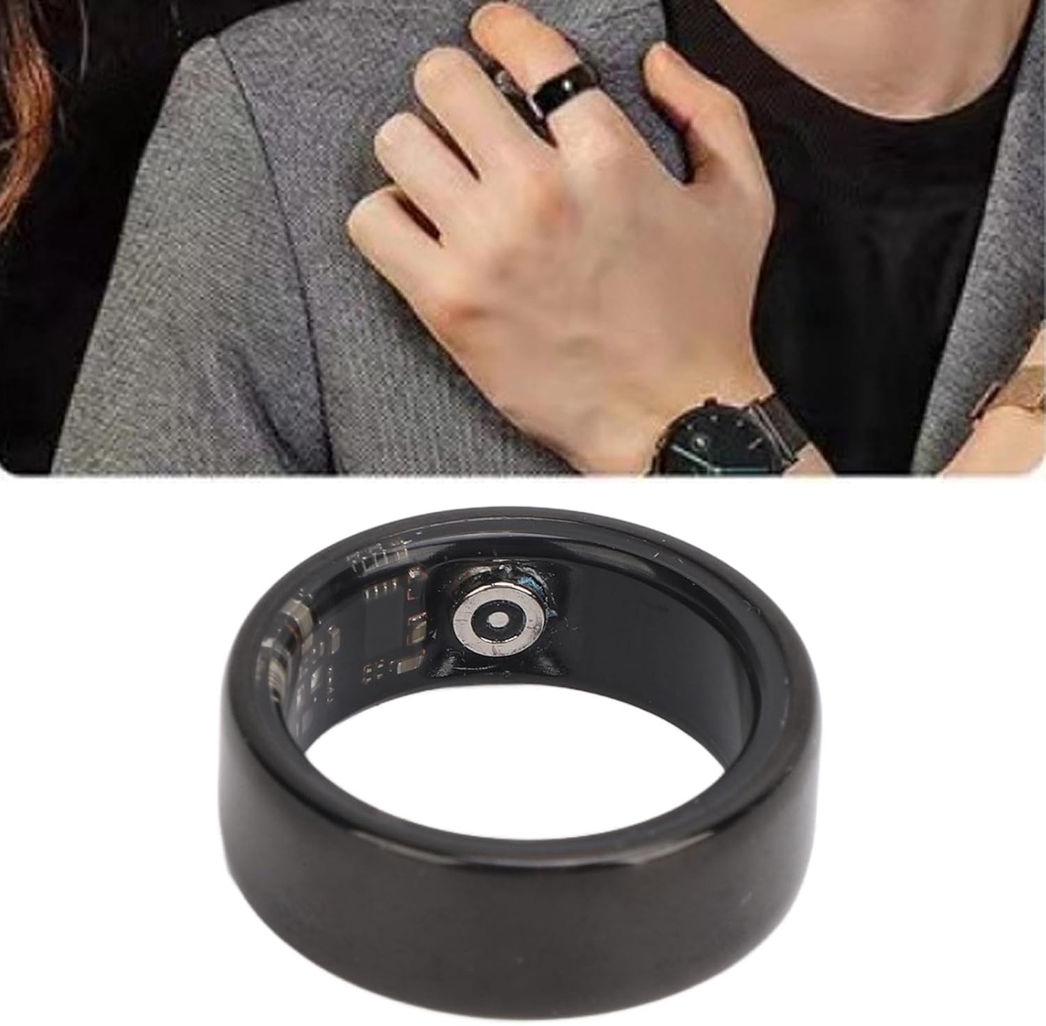 Unisex Smart Ring Fitness Tracker, Sleep Monitor, 7-Day Battery Life, IP68 Waterproof, Bluetooth Activity Tracker (Size 10) image number 2