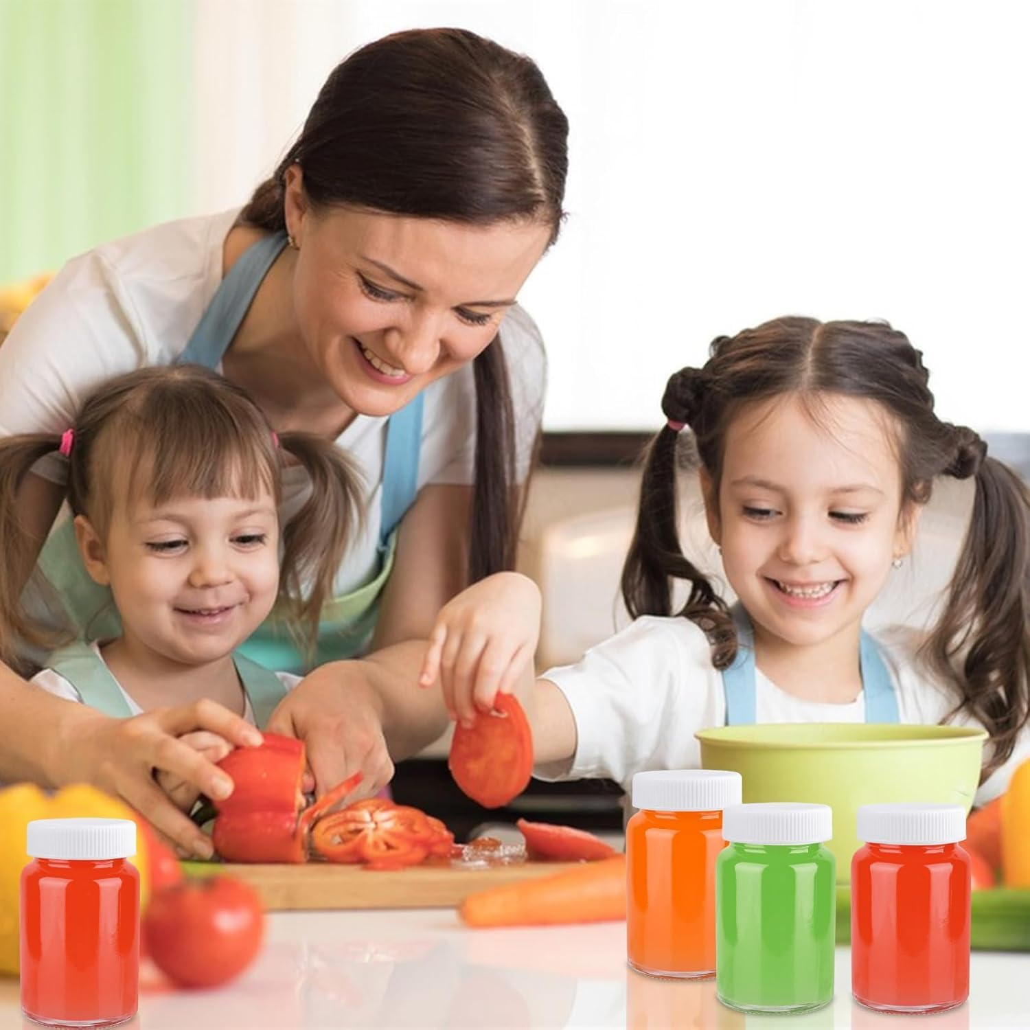 36 Pack 2 OZ Glass Shot Bottles with Caps, 60 ML Empty Wellness Juice Bottles for Freezer Mini Water Bottle Containers for Drink Milk Beer Coffee Liquid Beverages with 4 Funnels, Lables and Pen image number 6