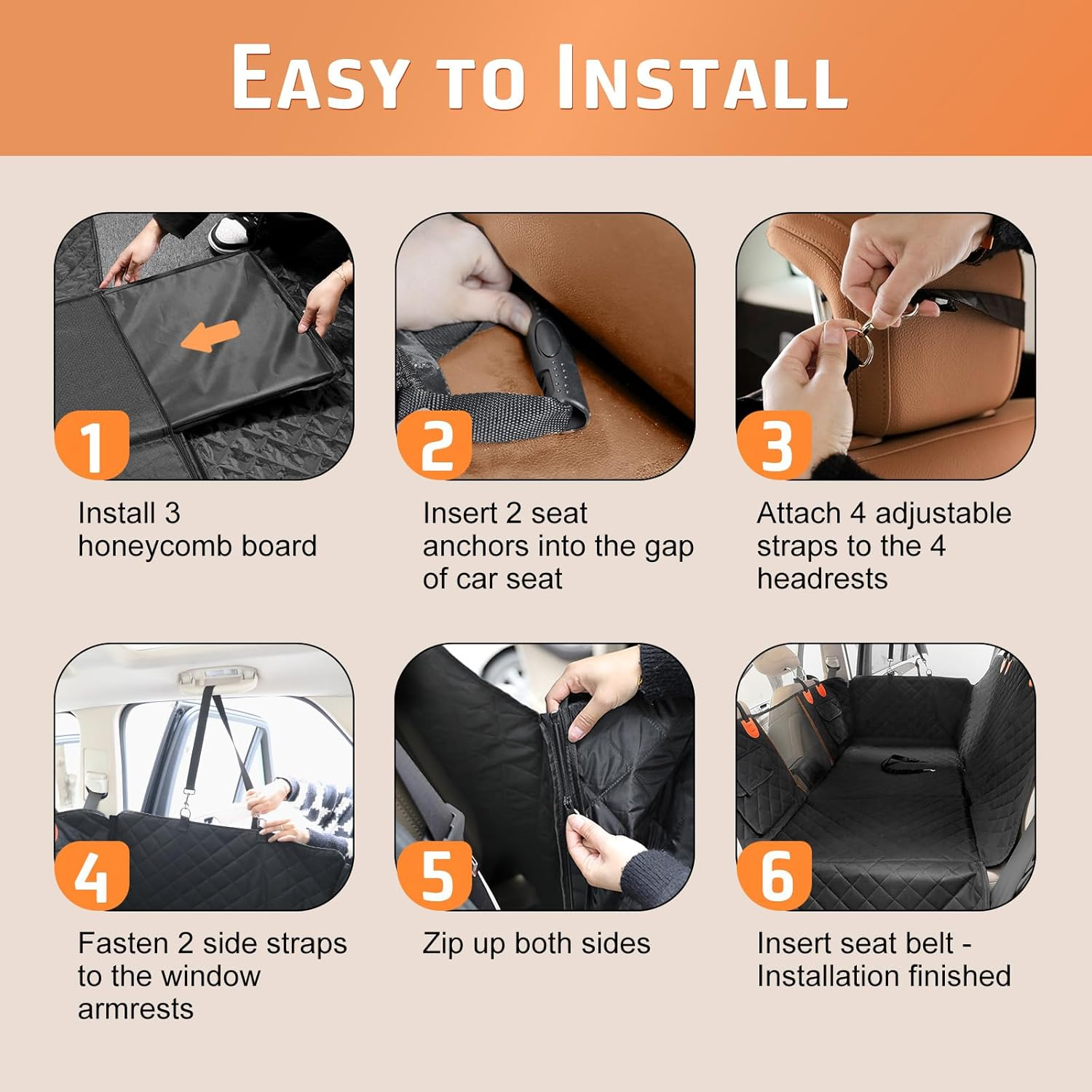 Gimars Holds 181Kg Hard Bottom Back Seat Extender for Dogs, 157X132Cm Waterproof Dog Car Seat Cover for Back Seat, Back Seat Pet Cover Dog Hammock for Car SUV Truck with Nonslip Bottom Mesh Window image number 2