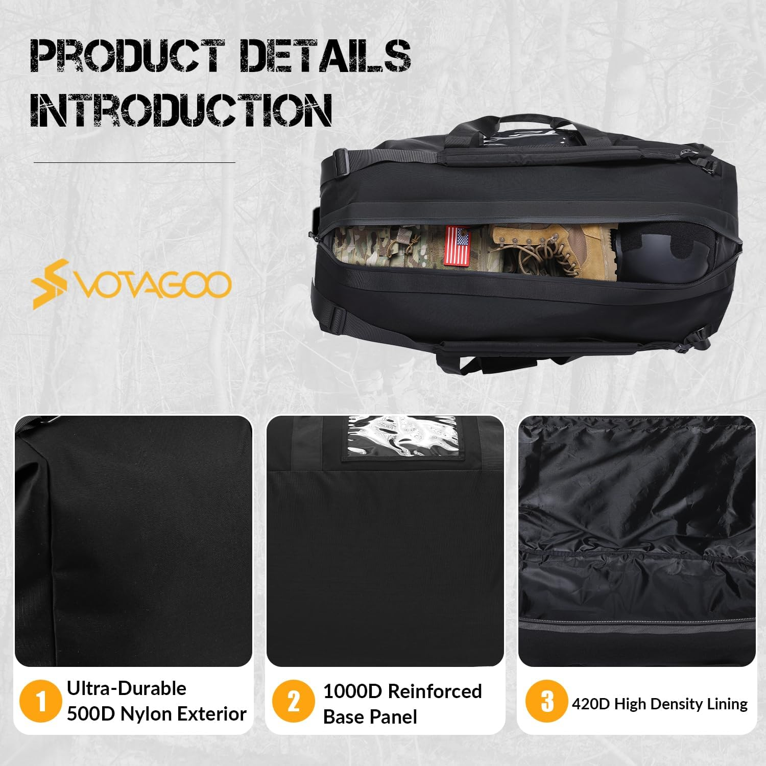 130L Tactical Travel Duffle Bag Waterproof Lightweight Foldable Full-Access Opening for Outdoor Camping Hunting Travel - Cp Camo image number 2