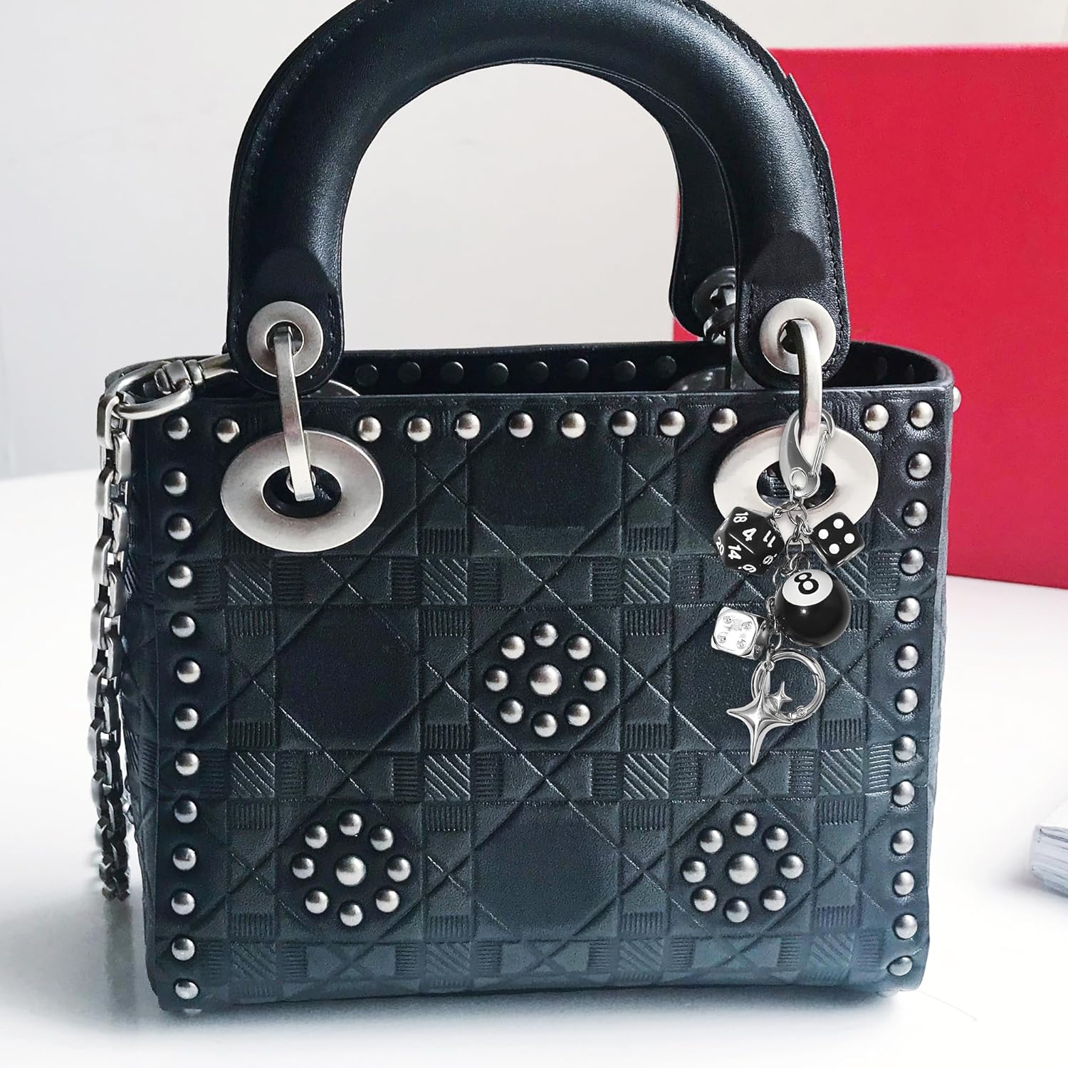 1PC Y2K Aesthetic 8 Ball Dice Charm Set - Lightweight Zinc Alloy Key Chains for Car, Phone, Bag & Purse - Cute Unisex Accessories for Women and Men image number 6