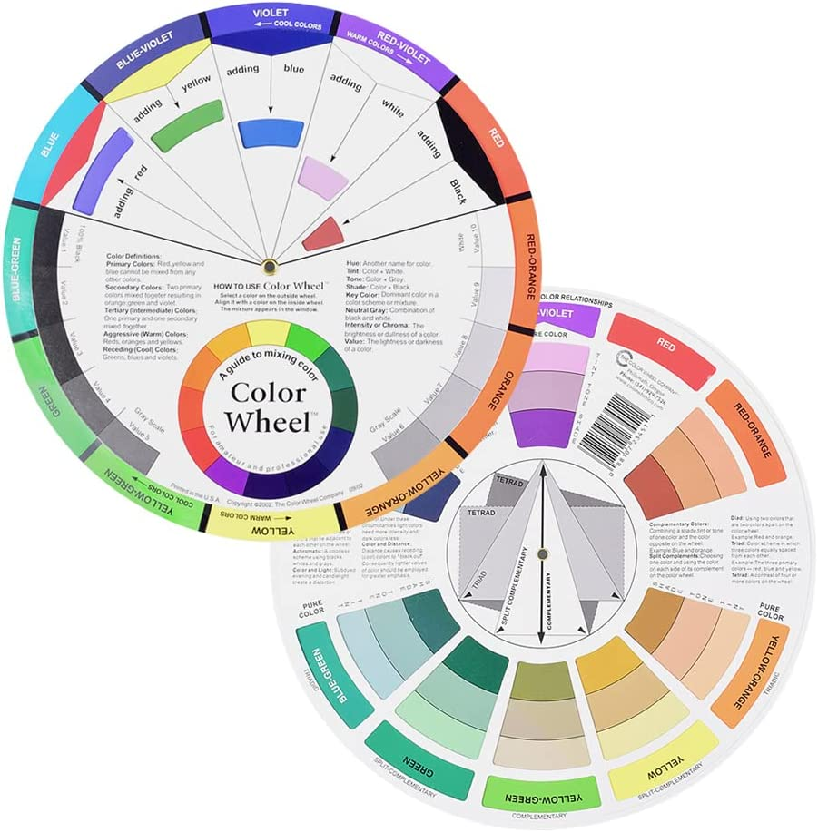 3 Pieces Creative Color Wheel, Pocket Guide on Color Mixing, Art Class Teaching Tool Color Wheels for Makeup Blending Board Chart Color Mixed Guide Mix Colours (9Inch)