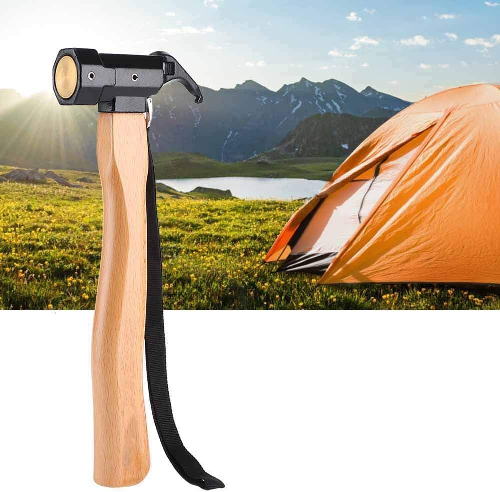 Camping Hammer Heavy Duty with Tent Stake Remover, 29Cm Steel Copper Tent Hammer -Wood Handle Tent Mallet with Holding Strap for Backpacking, Hiking & Camping Supplies image number 3