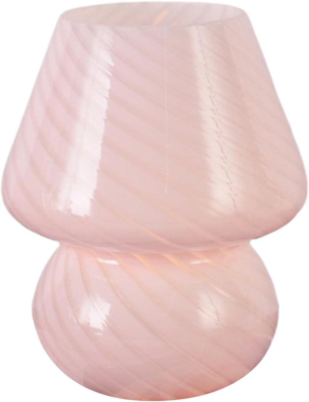 Baoblaze Glass Mushroom Bedside Table Lamp, Vintage Style Striped Small Nightstand Light for Home Decor, Living, Bedroom, Gift, Pink, 2 Colors Light