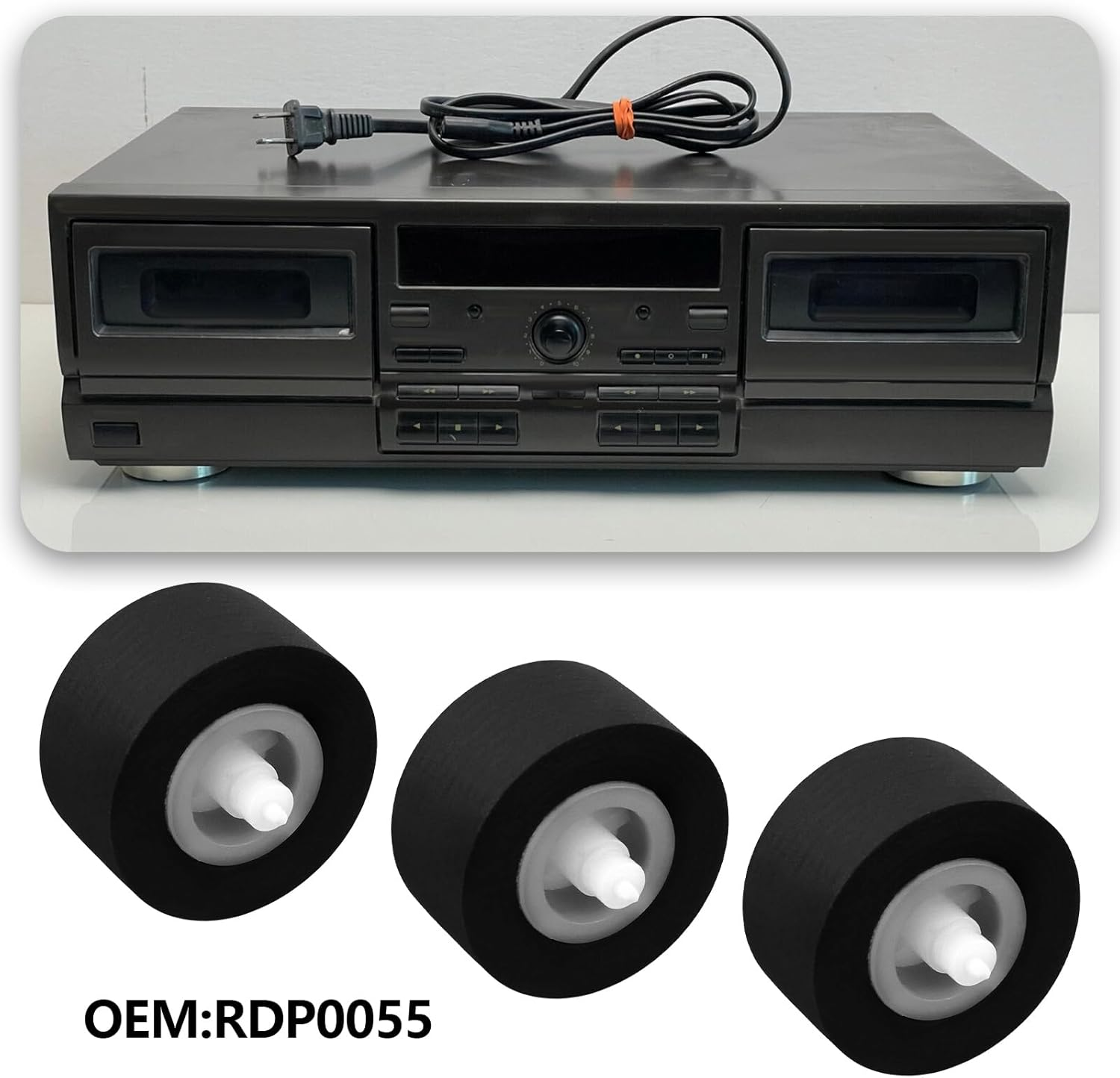 Emagtech 4Pcs Rubber Pinch Wheels RDP0055 Compatible with Technics RS-AZ6/AZ7/BX501/BX646/TR373 VCR Cassette Player Roller image number 3