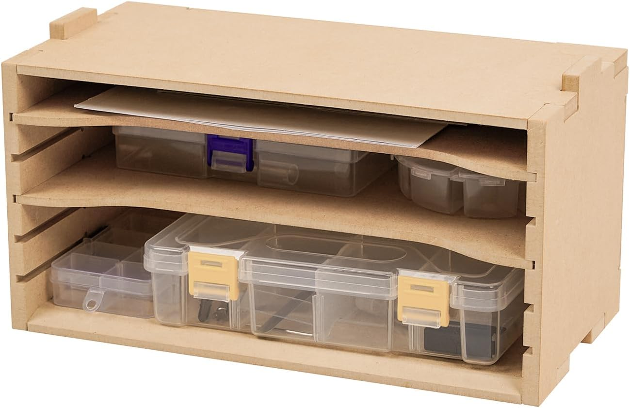 Bucasso Plastic Mold Making Tools Storage Box, Model Paint Organizer with MDF Material, Highly Adjustable Model Kit Tool Paint Rack, Parts/Brush/Tool Holder Suitable for Tamiya and Gundam Tools, GK5