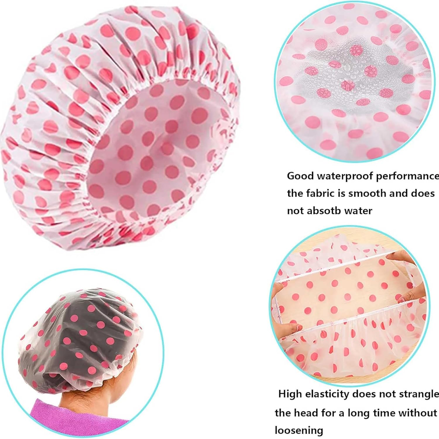 12Pcs Multi Purpose Reusable Flexi Plastic Waterproof Shower Cap Long Hair for Bath Face Care Kitchen Cleaning image number 1