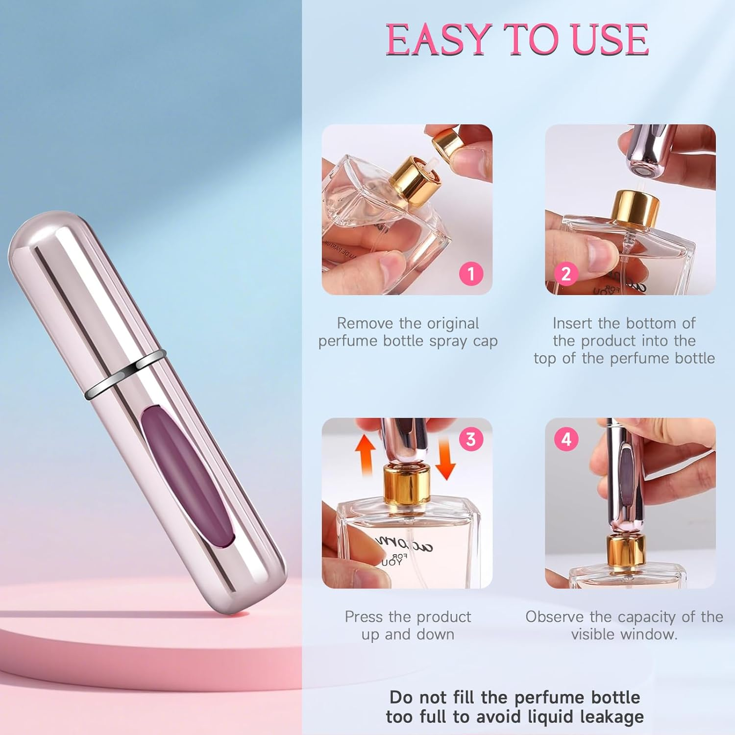 LMXMGRG Mini Perfume Atomiser Refillable Perfume Travel Bottle 5Ml Spray Bottle Portable Refill Pump Case Mini Travel Essentials for Travel Holiday, Outdoor Activities Office 8Pcs image number 1