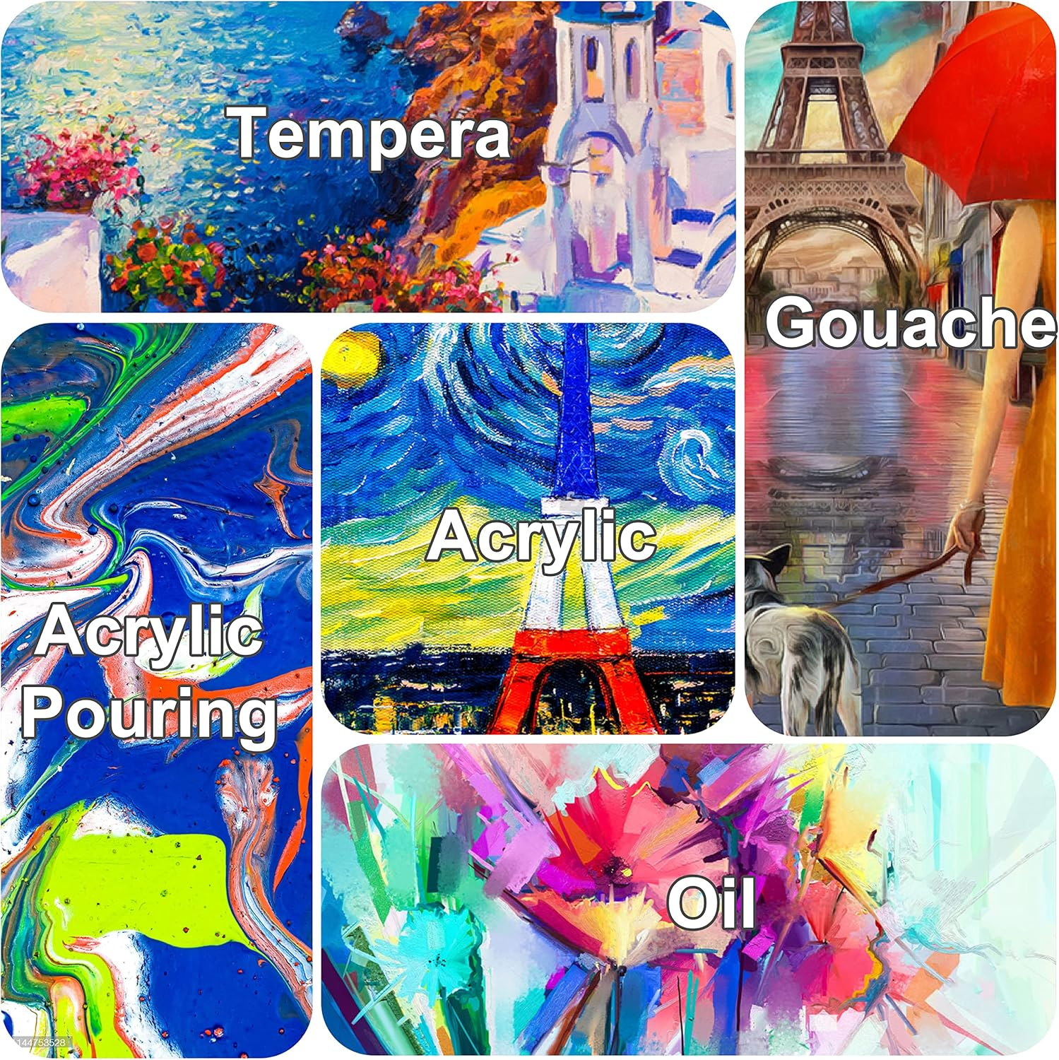 Stretched Canvases for Painting 18X24 Inch 5-Pack, 10 Oz Triple Primed Acid-Free 100% Cotton Blank Canvas, Rectangular Canvas for Oil Paint Acrylics Pouring & Wet Art Media, Pour Painting image number 3