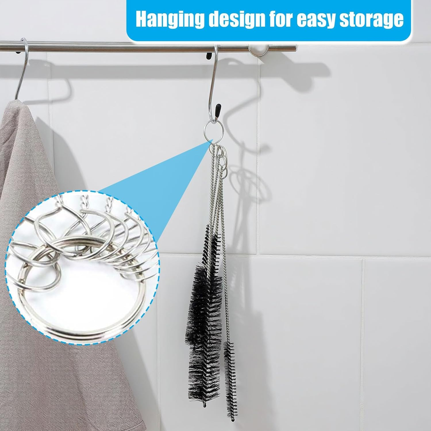 Nylon Bottle Brush, 10 Pcs Pipe Cleaner Brush, Straw Brushes for Sippy Cup, Tumbler, Water Bottle, Drinking Straw, Teapot Nozzle (Black) image number 2