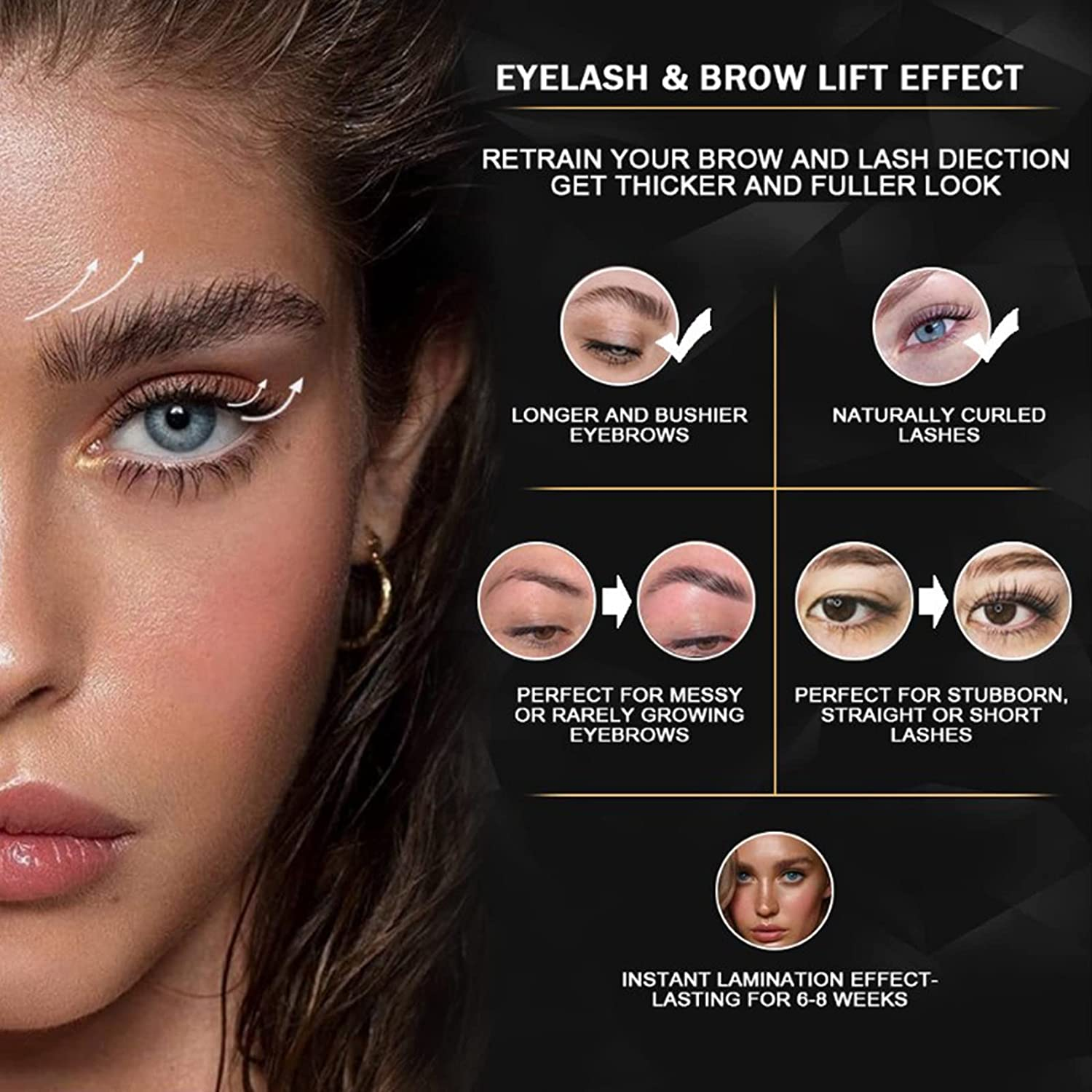 Joyeee 2 in 1 Lash Lift & Brow Lamination Kit, 3D Eyebrow Eyelash Perming Kit Eyebrow Eyelash Lifting Kit Semi-Permanent Curling Perming Wave for Home DIY Salon Use #1 image number 2