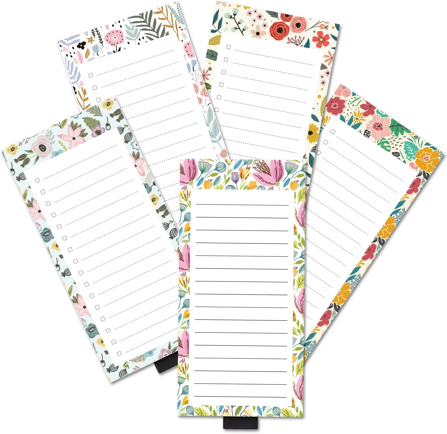 5 Pack Full Magnetic Notepads for Fridge with Pen Holder, Tulips Tropical Flower Bloom Plants, 6" X 3", 50 Sheets, Magnet Memo Pad for Fridge, Locker, File Cabinet, to Do List, Grocery Shopping image number 2