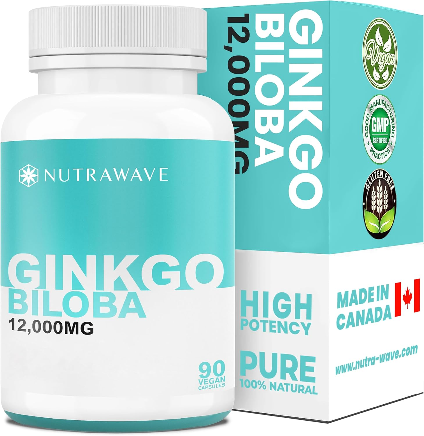 Nutrawave 12,000Mg Ginkgo Biloba Capsules, 90 Capsules. image number 1