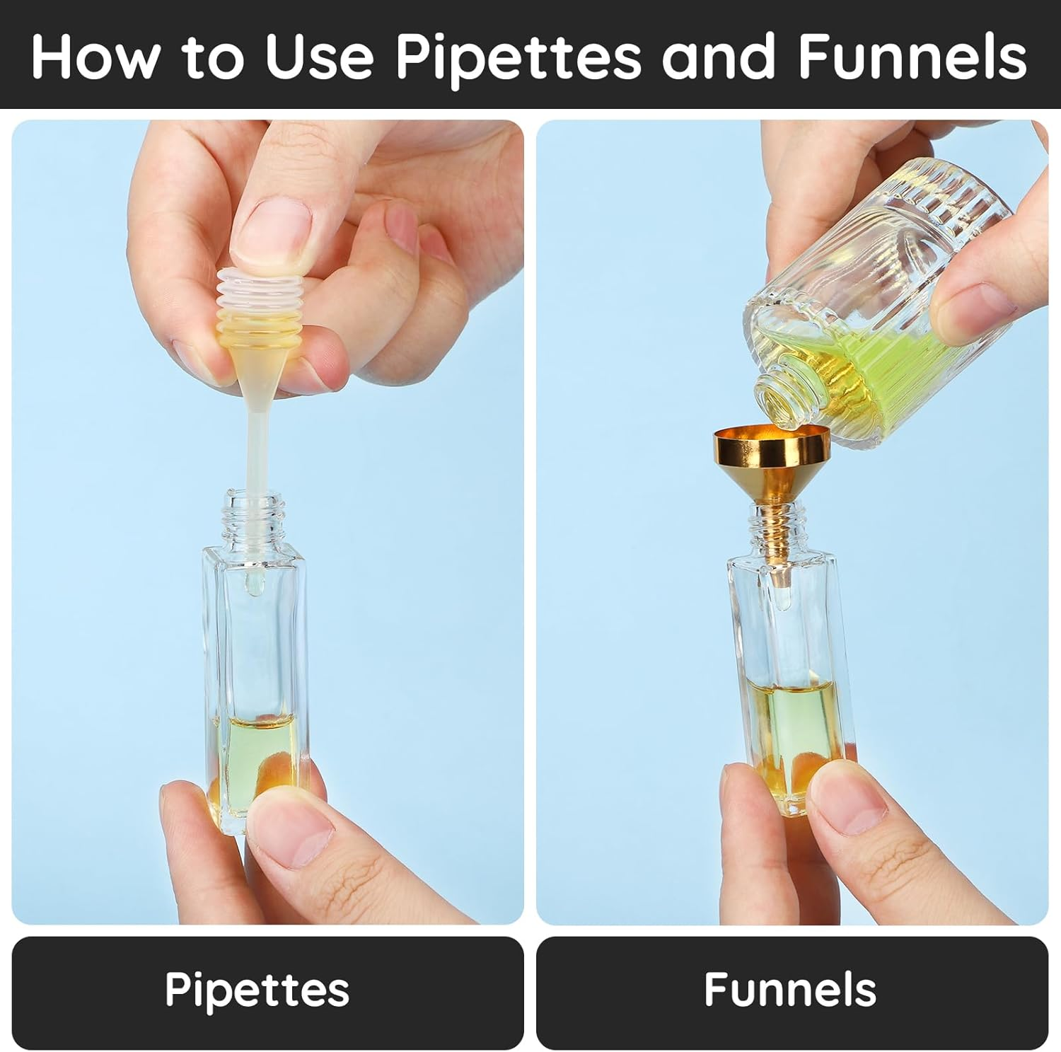 Segbeauty Perfume Cosmetic Transfer Tools, Include 2PCS 10Ml Fragrance Decanter Syringe, Funnel in Metal, Pipettes, Refill Pumps for Spray Bottle (Blue + Purple)