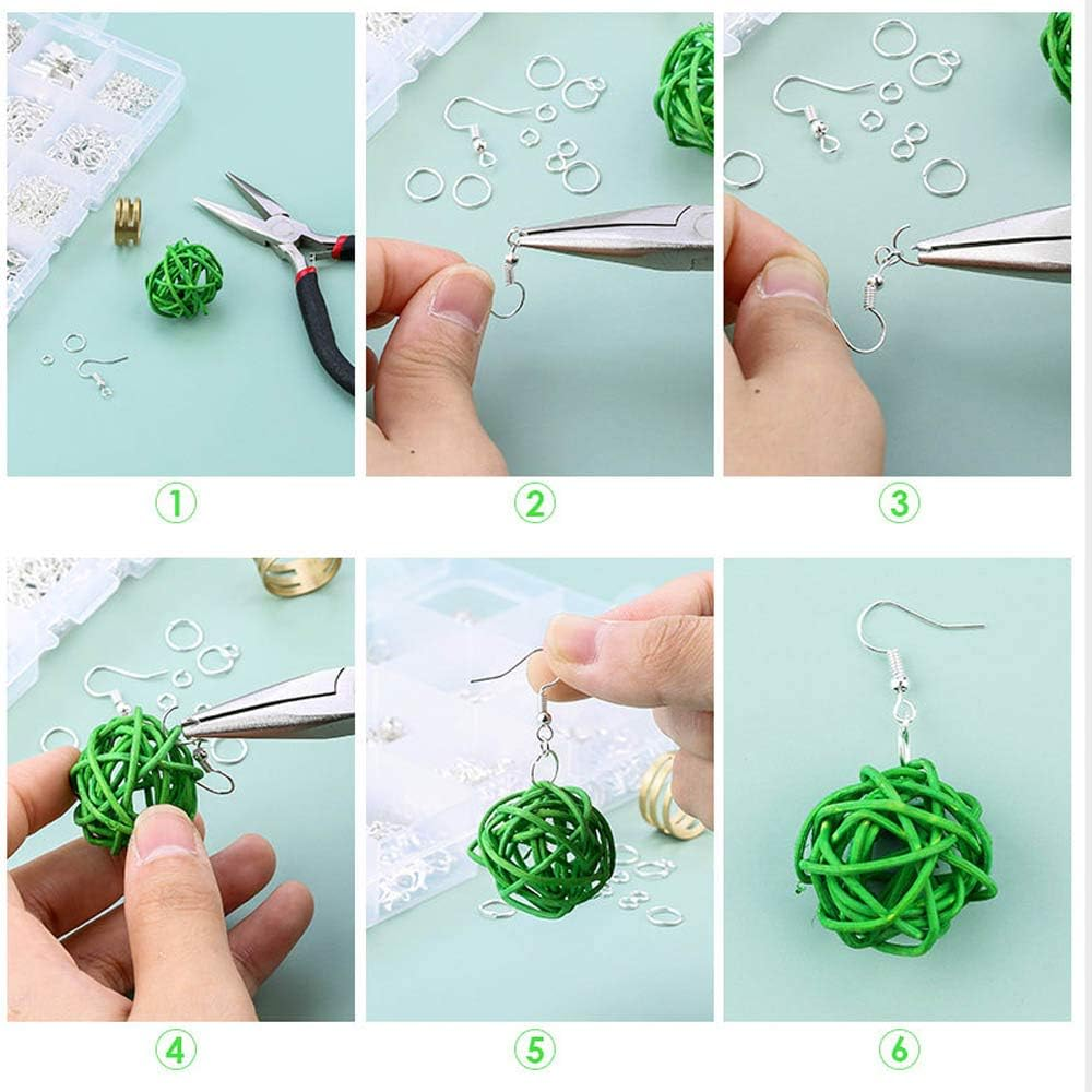 Jewelry Making and Repair Tools Kit, Bracelets Necklaces Accessories, Earring Making Kit, Craft Supplies with Pliers, Jewelry Findings Starter Kit (Silver)