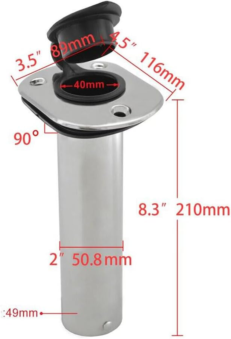 NUZAMAS 2X Fishing Rod Holders 316 Marine Grade Stainless Steel Flush Mount 90 Degree Gasket Cap for Boat Heavy Duty Holder image number 2